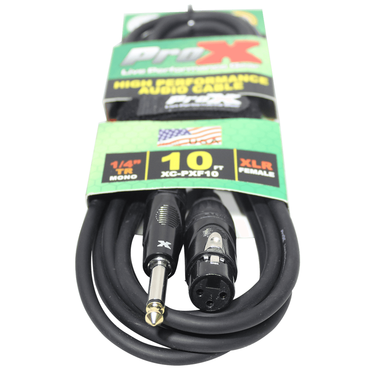 ProX 10 Ft. Unbalanced 1/4" TS to XLR3-F High Performance Audio Cable.