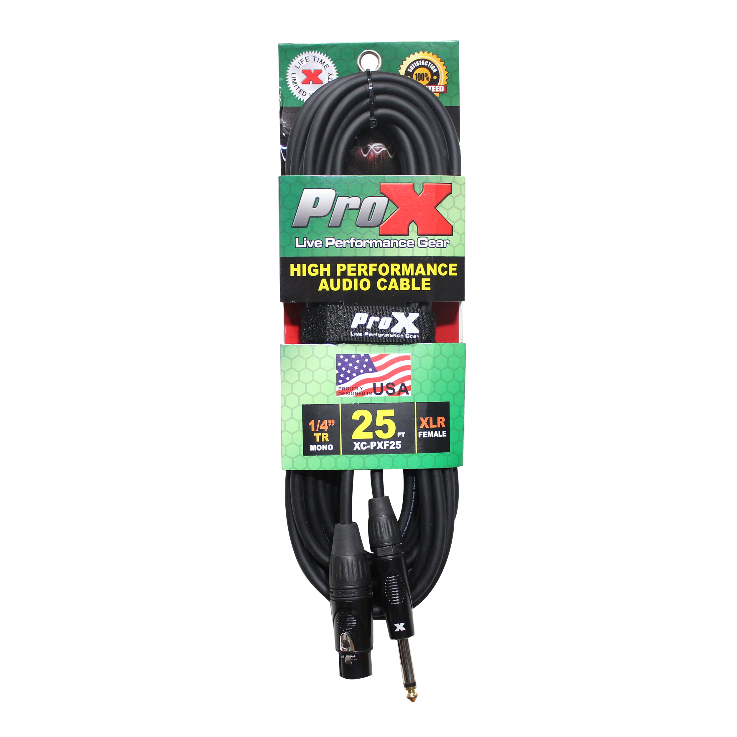 ProX 25 Ft. Unbalanced 1/4" TS to XLR3-F High Performance Audio Cable