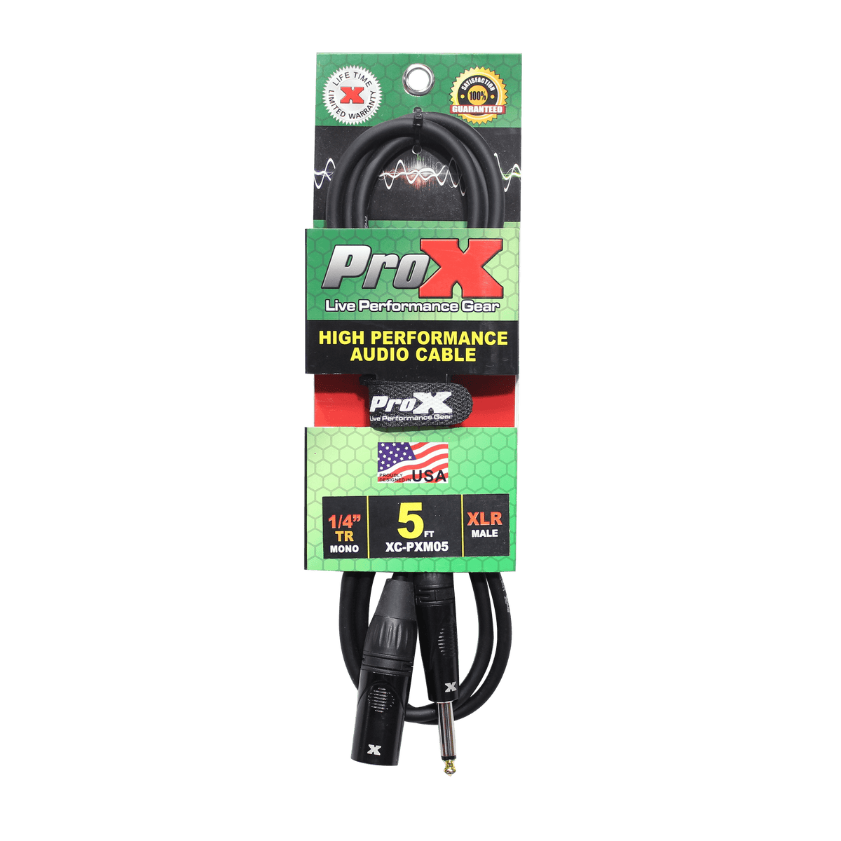 ProX 5 Ft. Unbalanced 1/4" TS to XLR3-M High Performance Audio Cable.