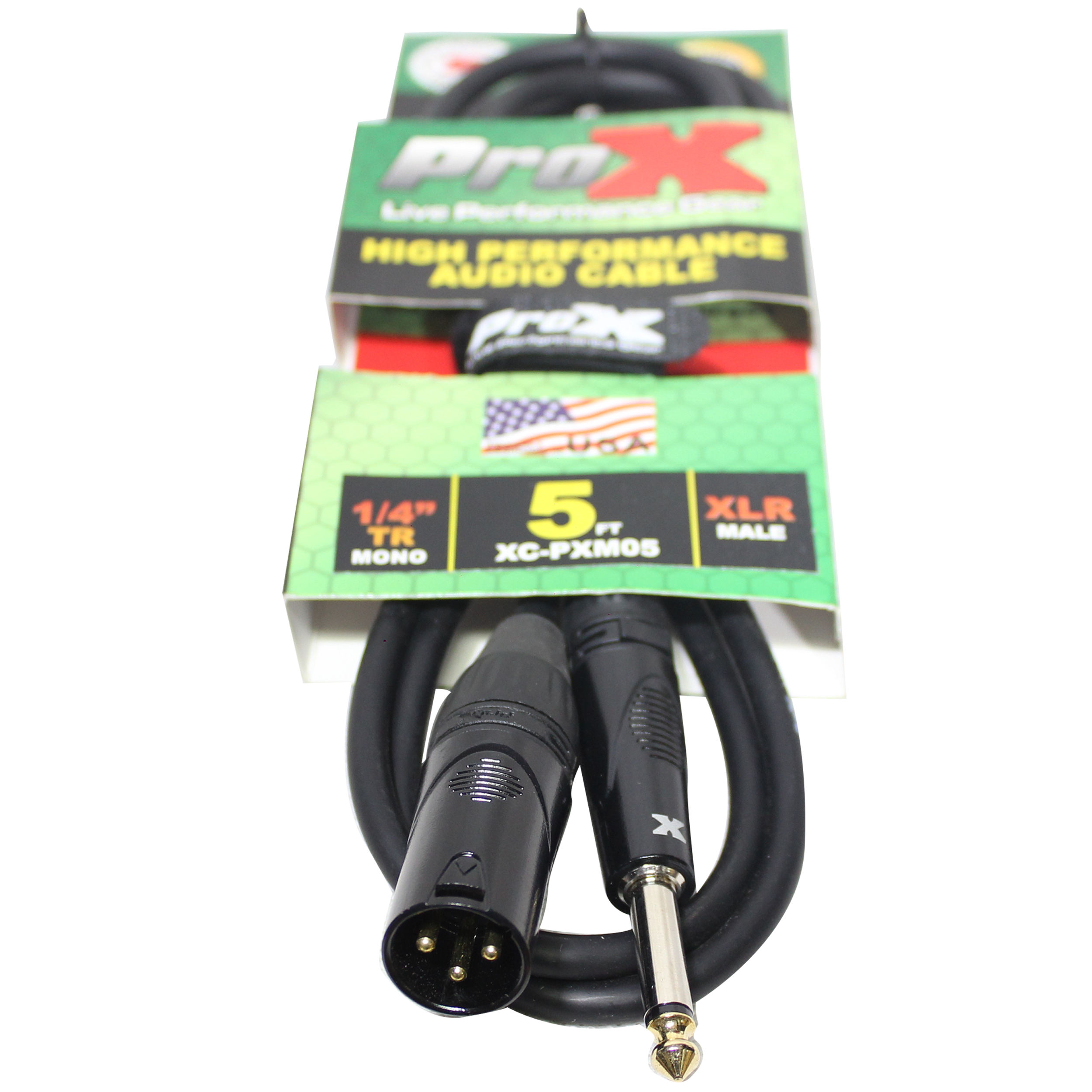 ProX 5 Ft. Unbalanced 1/4" TS to XLR3-M High Performance Audio Cable