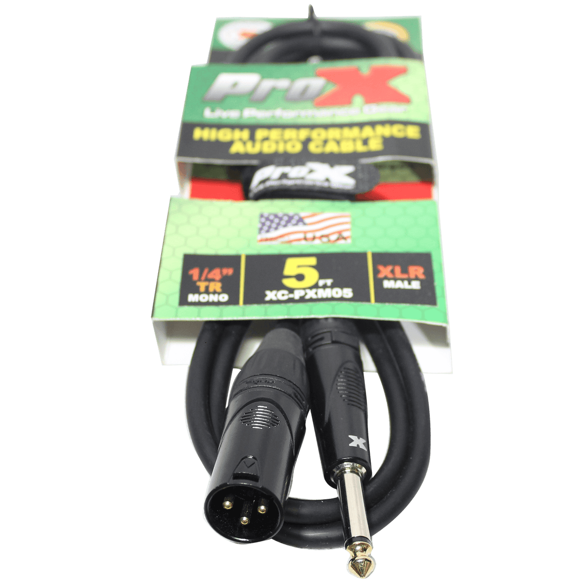 ProX 5 Ft. Unbalanced 1/4" TS to XLR3-M High Performance Audio Cable.