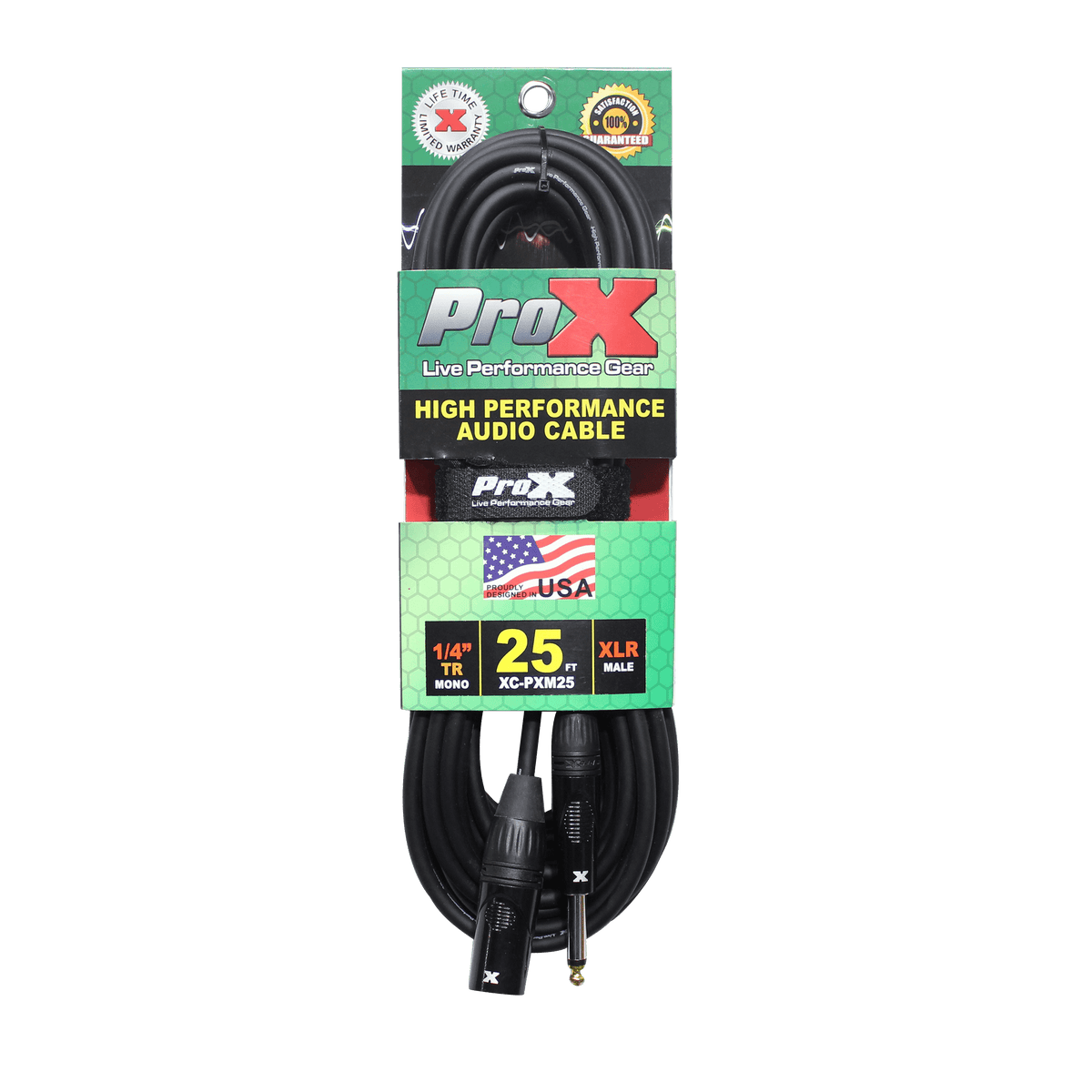 ProX 25 Ft. Unbalanced 1/4" TS to XLR3-M High Performance Audio Cable.