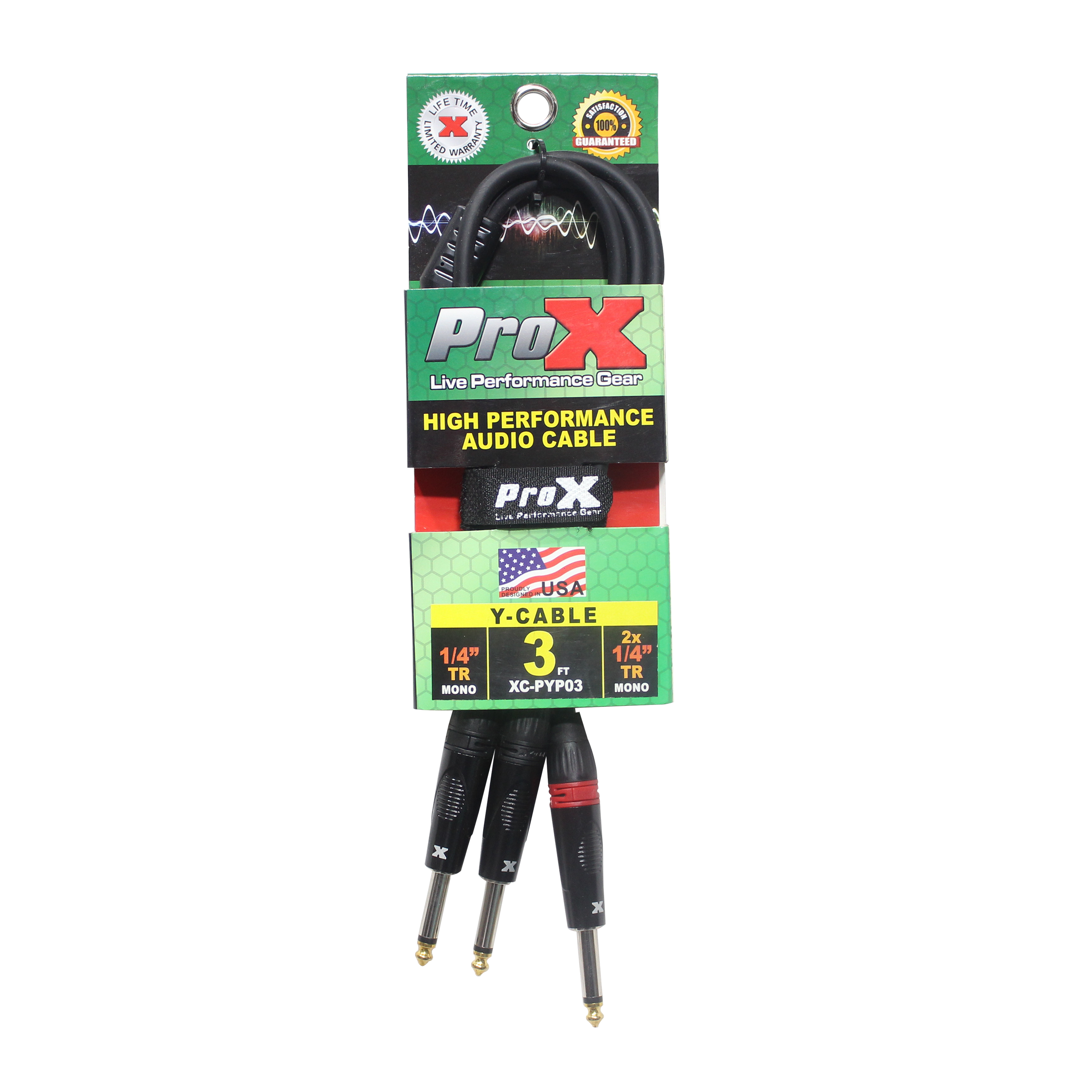 ProX 3 Ft. 1/4" TS-M to Dual 1/4" TS-M High Performance Audio Cable