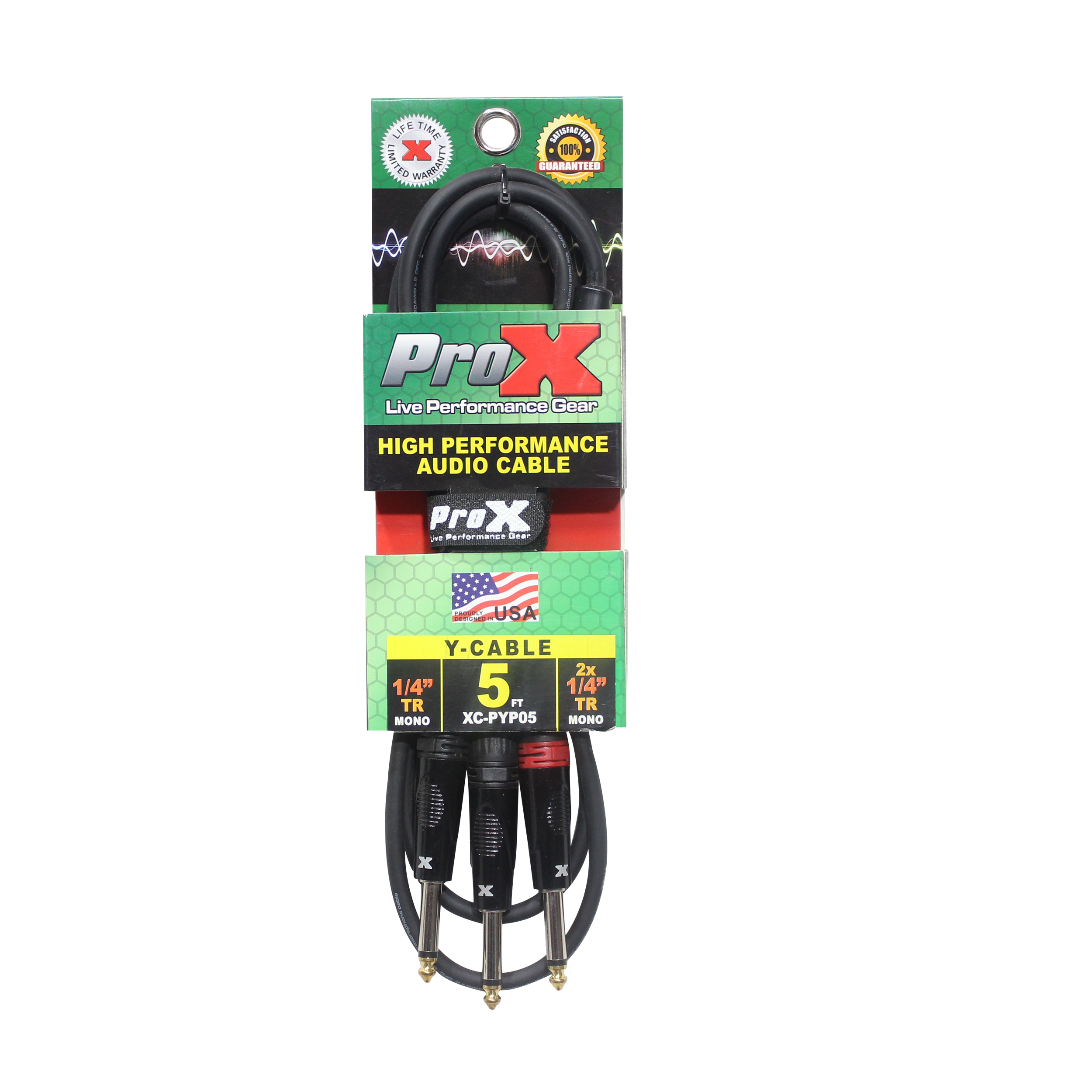 ProX 5 Ft. 1/4" TS-M to Dual 1/4" TS-M High Performance Audio Cable