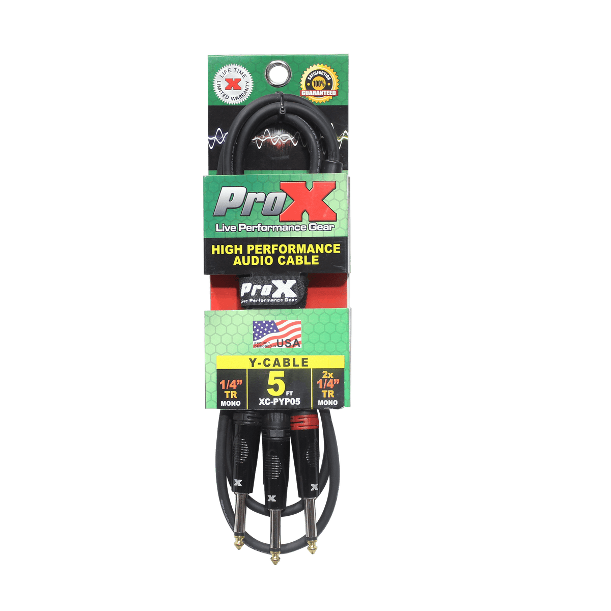 ProX 5 Ft. 1/4" TS-M to Dual 1/4" TS-M High Performance Audio Cable.