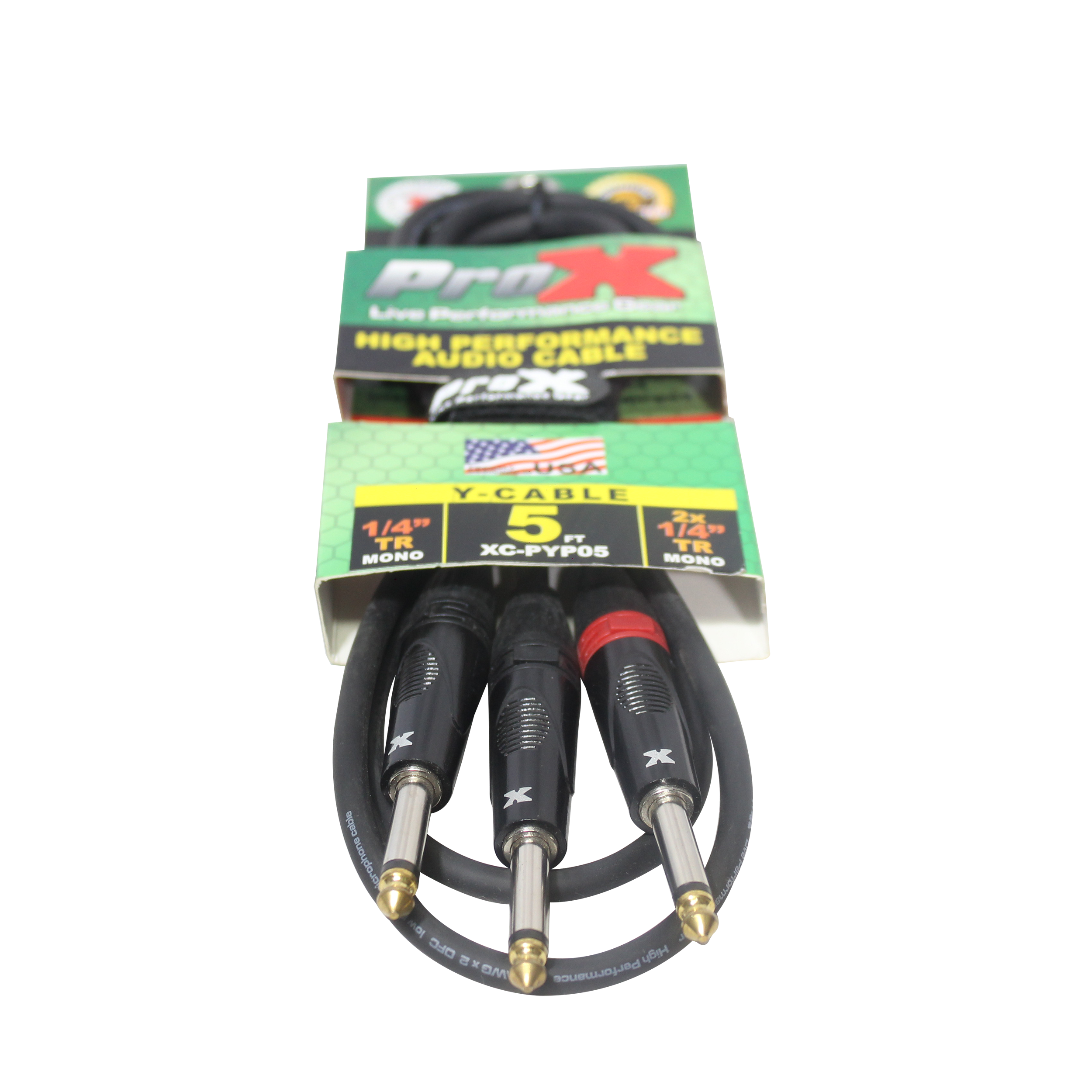 ProX 5 Ft. 1/4" TS-M to Dual 1/4" TS-M High Performance Audio Cable