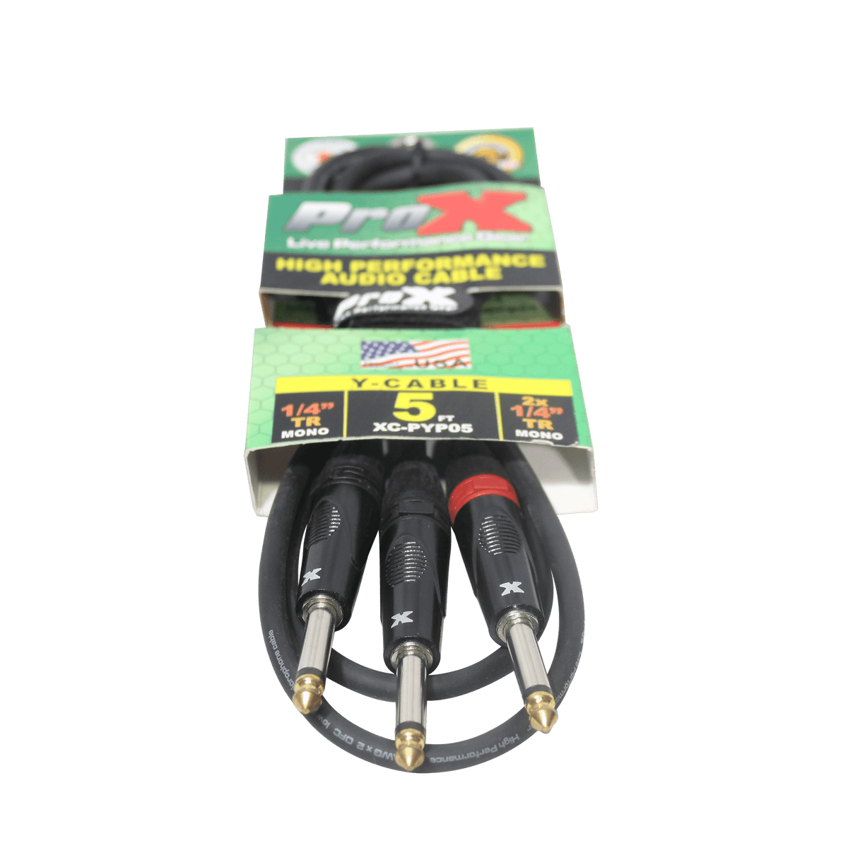 ProX 5 Ft. 1/4" TS-M to Dual 1/4" TS-M High Performance Audio Cable.