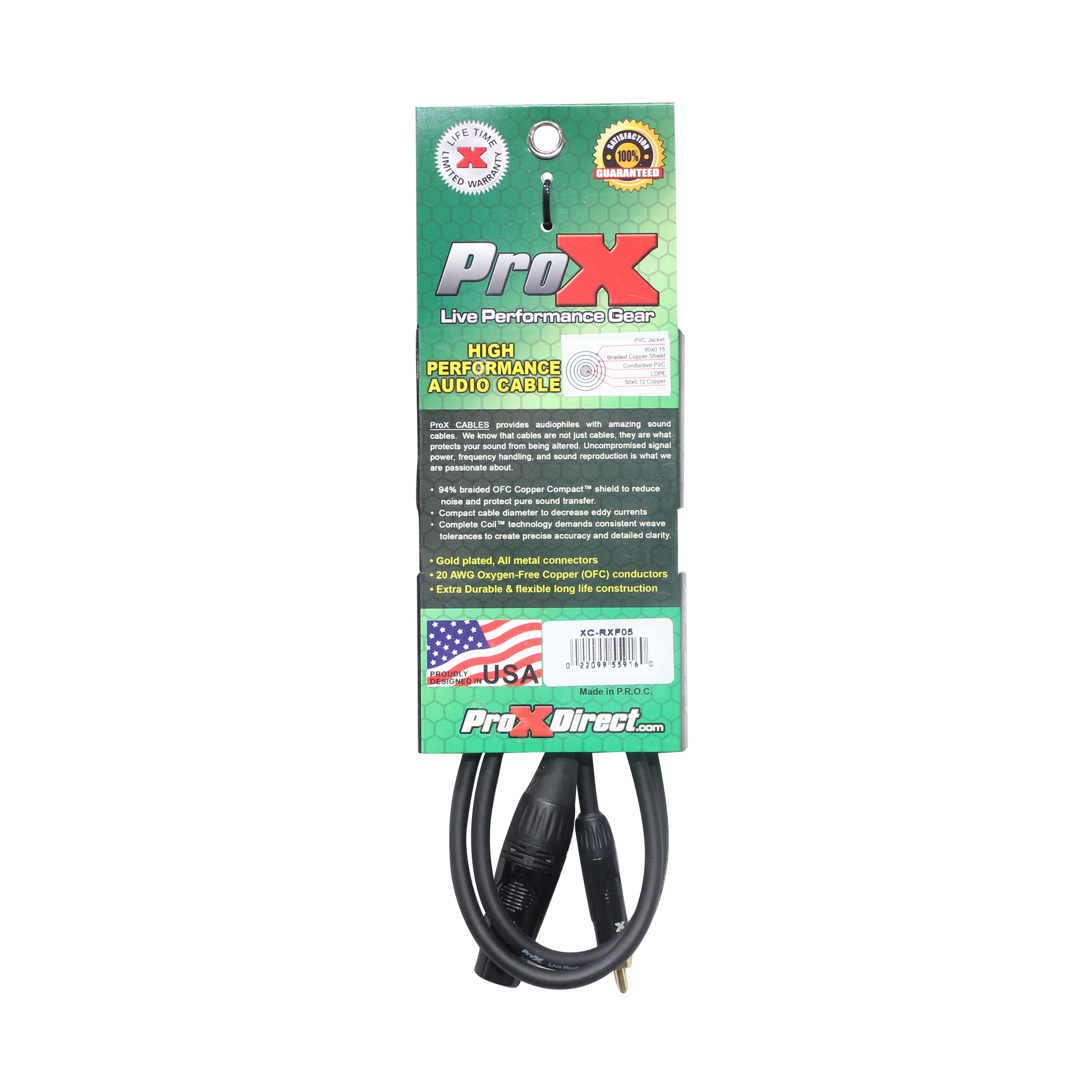 ProX 5 Ft. Unbalanced RCA to XLR3-F High Performance Audio Cable