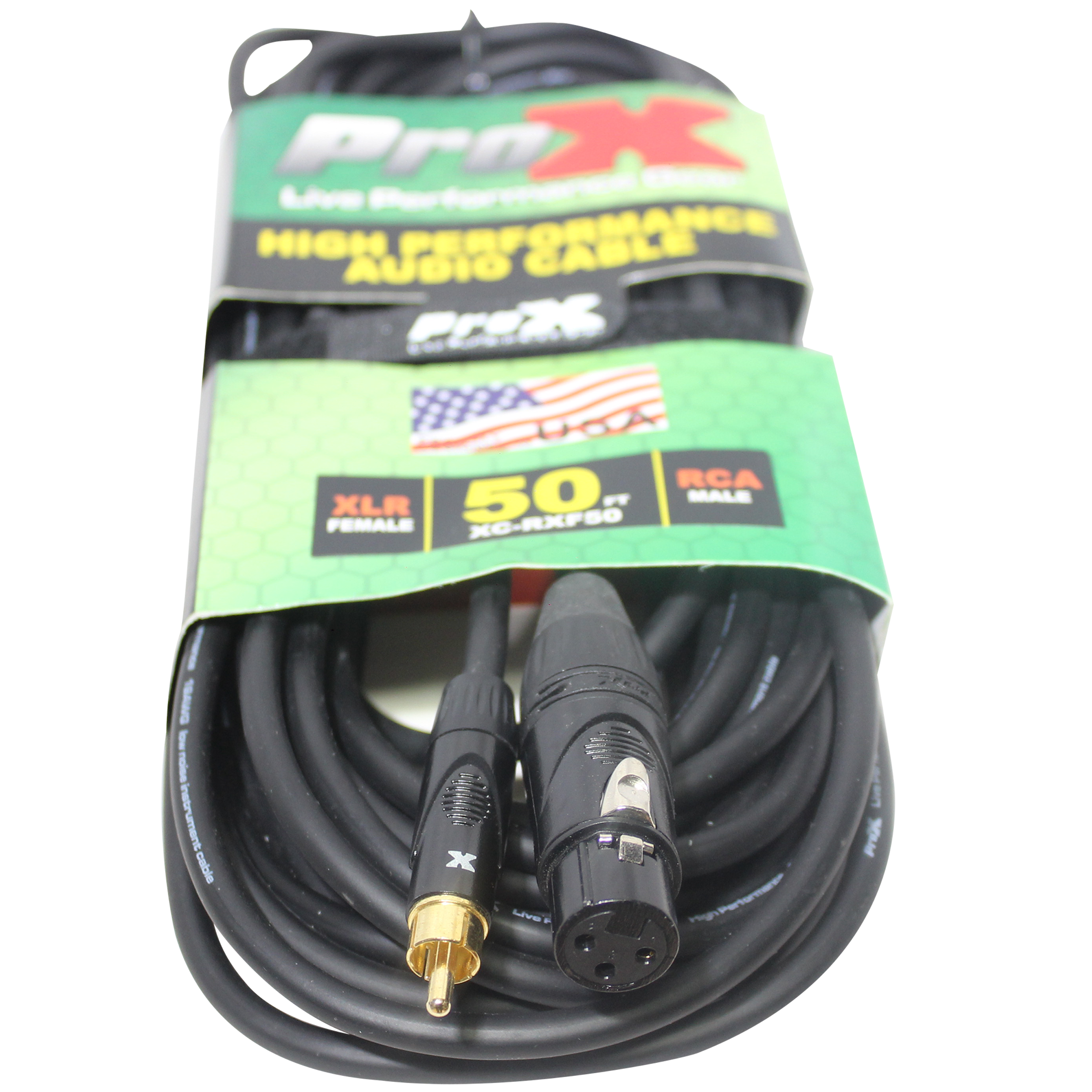 ProX 50 Ft. Unbalanced RCA to XLR3-F High Performance Audio Cable