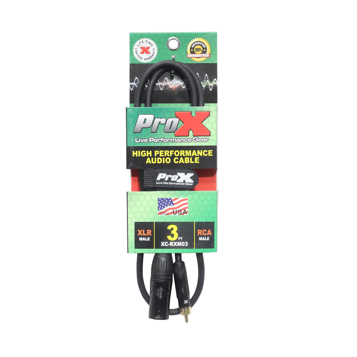 ProX 3' Ft. High Performance XLR Male to RCA Male Unbalanced Audio Cable.