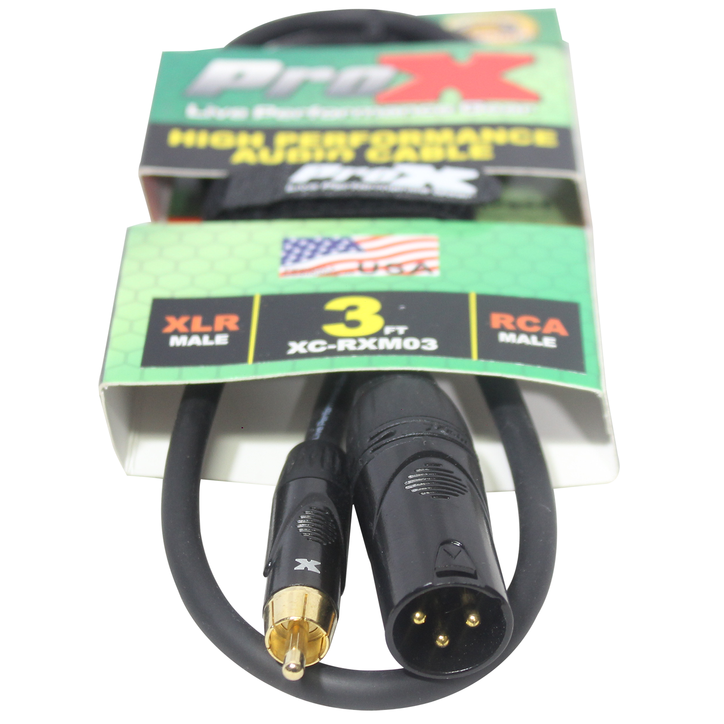 ProX 3' Ft. High Performance XLR Male to RCA Male Unbalanced Audio Cable