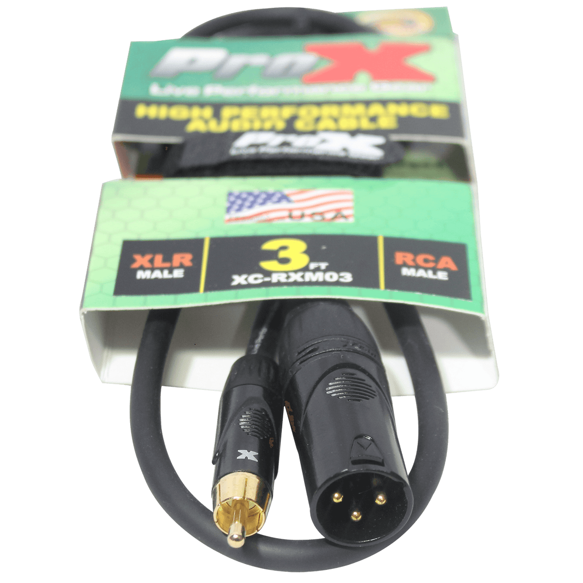 ProX 3' Ft. High Performance XLR Male to RCA Male Unbalanced Audio Cable.