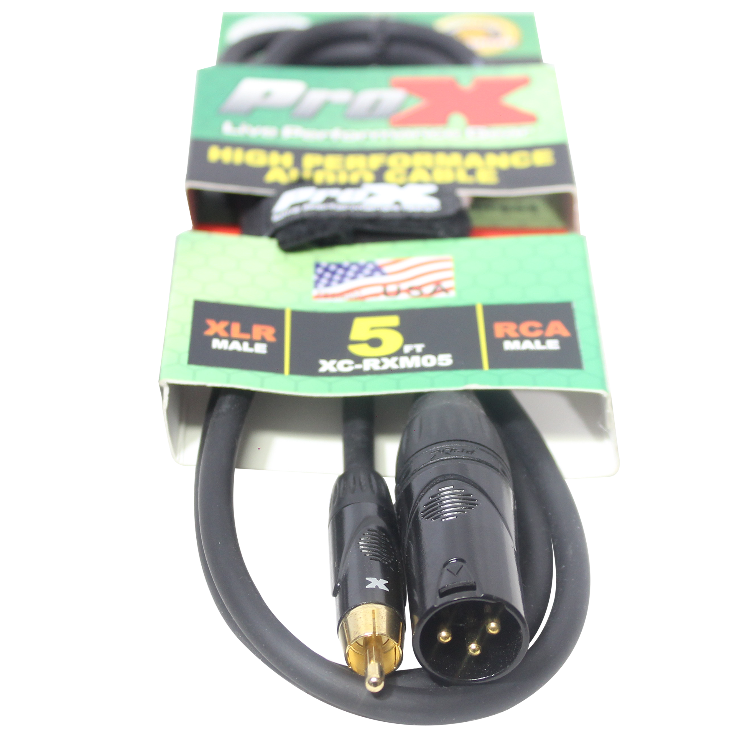 ProX 5' Ft. High Performance XLR Male to RCA Male Unbalanced Audio Cable