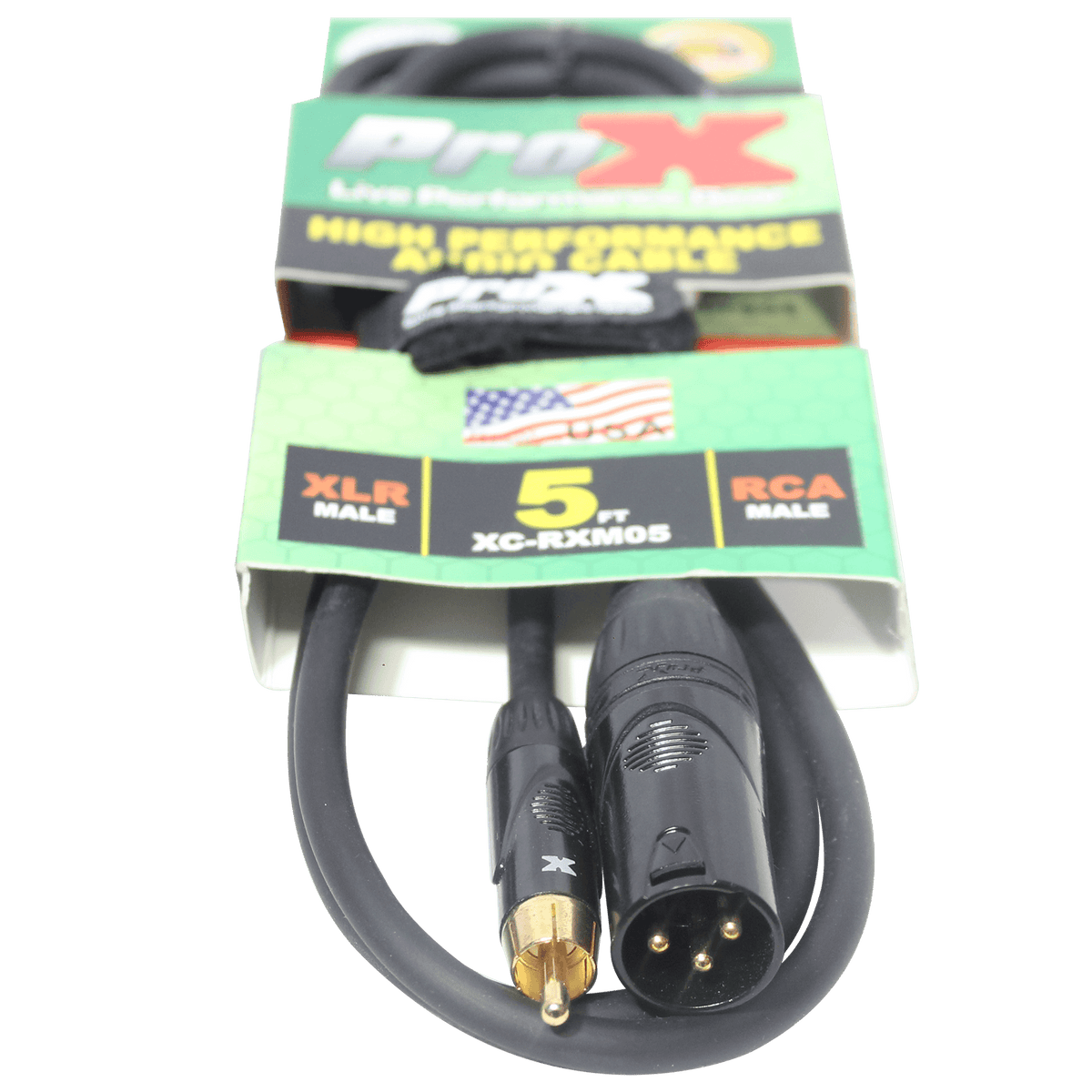 ProX 5' Ft. High Performance XLR Male to RCA Male Unbalanced Audio Cable.