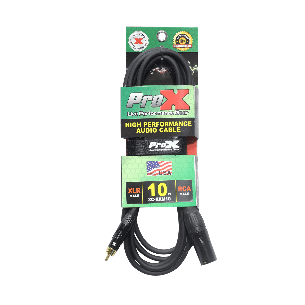 ProX 10' Ft. High Performance XLR Male to RCA Male Unbalanced Audio Cable.