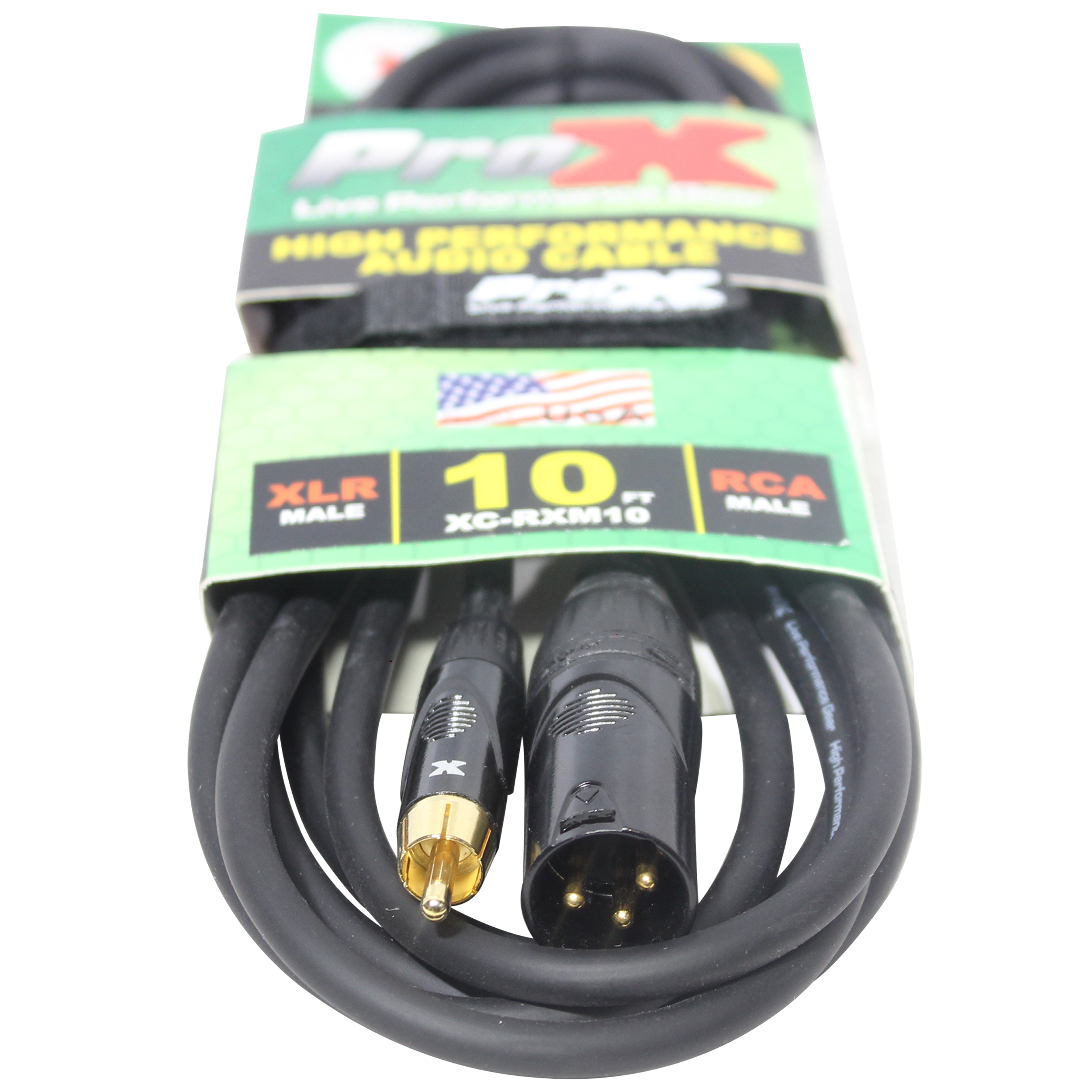 ProX 10' Ft. High Performance XLR Male to RCA Male Unbalanced Audio Cable