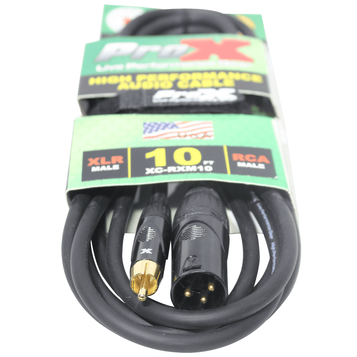 ProX 10' Ft. High Performance XLR Male to RCA Male Unbalanced Audio Cable.