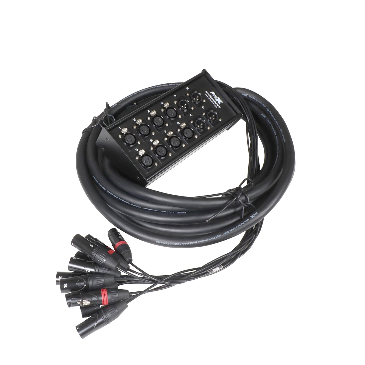 ProX 25 Ft. XLR Stage Recording Extension Box Snake 8 XLR-F Send Inputs 4 XLR-M Effects Return.