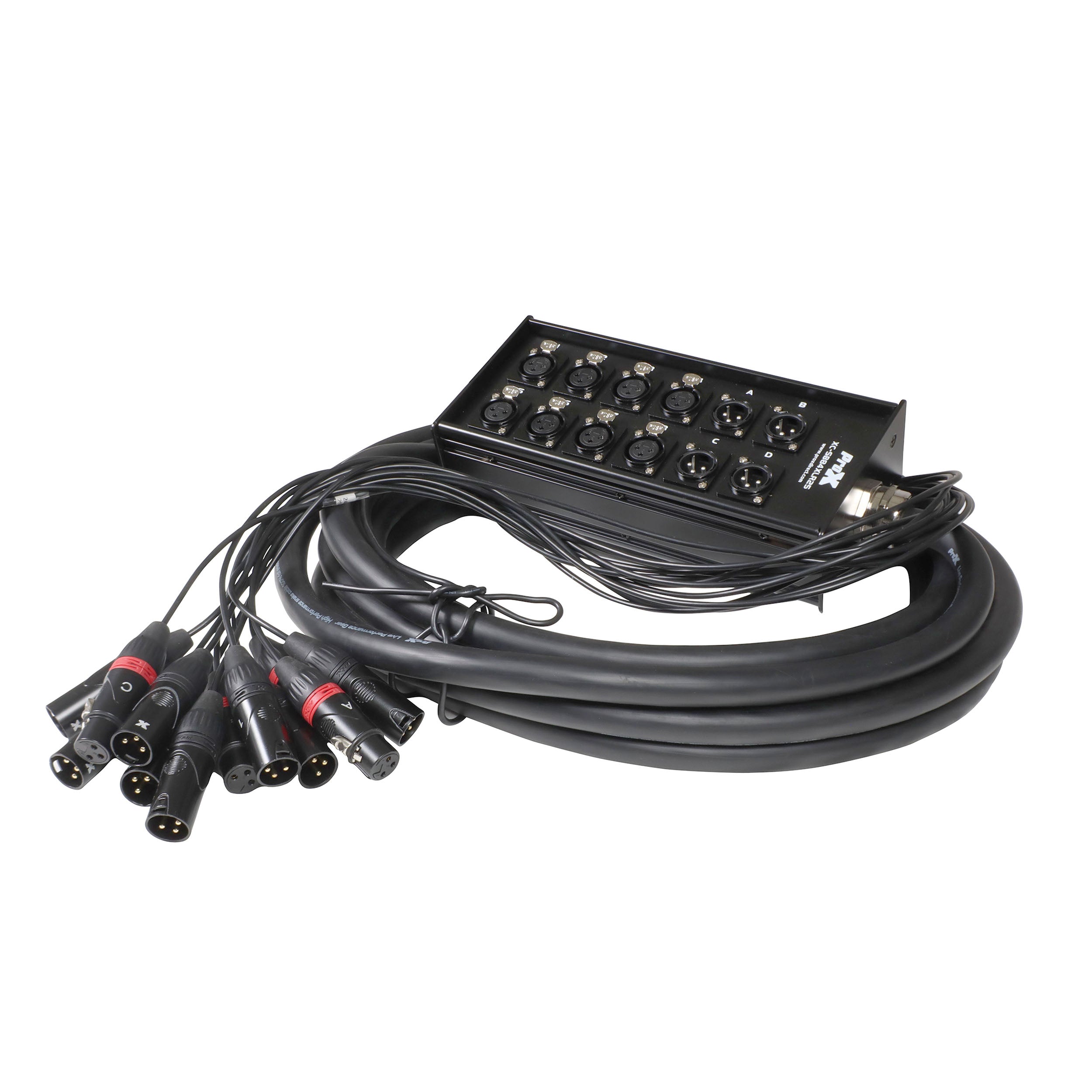 ProX 25 Ft. XLR Stage Recording Extension Box Snake 8 XLR-F Send Inputs 4 XLR-M Effects Return