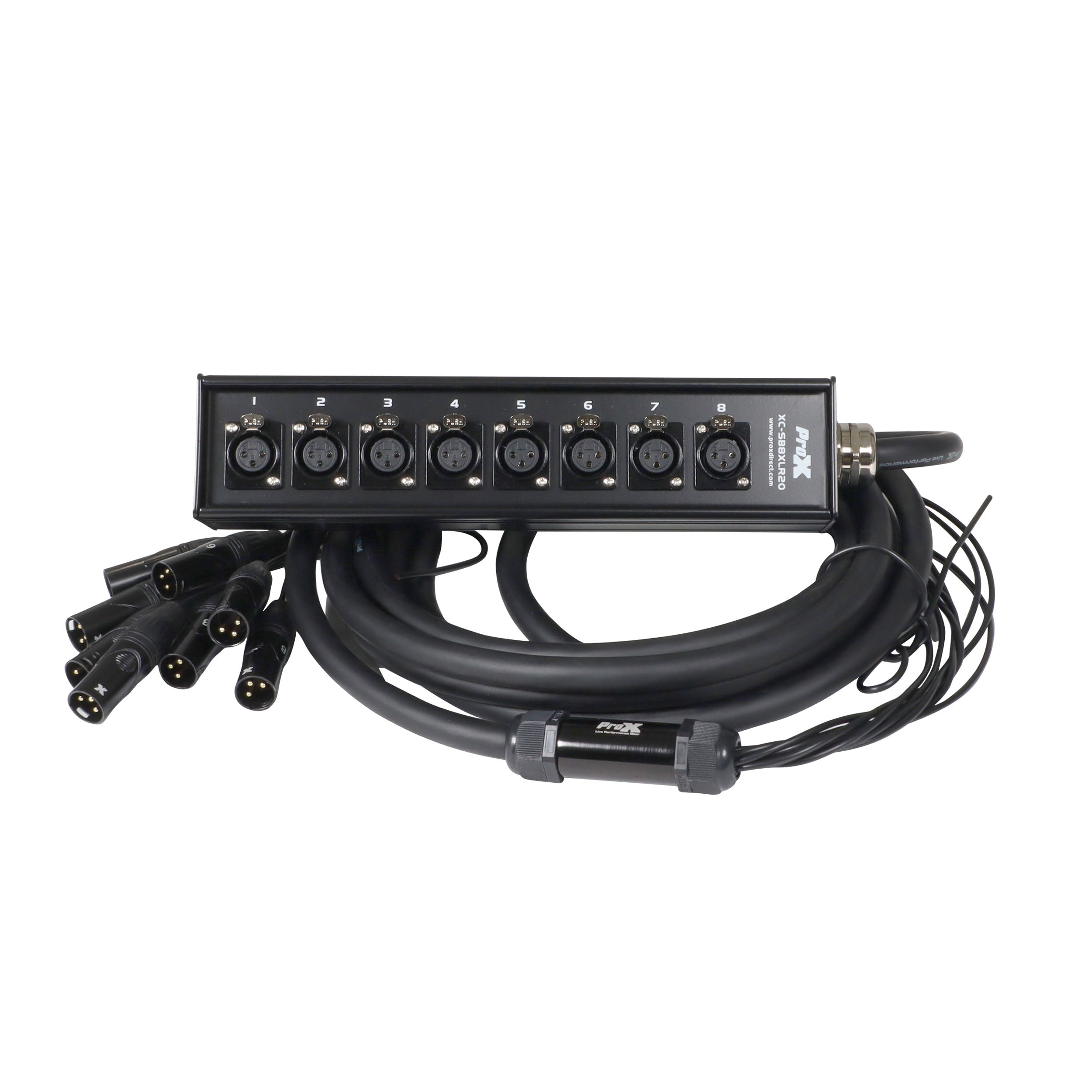 ProX 20 Ft. XLR Stage Recording Extension Box Snake 8 XLR-F Send Inputs