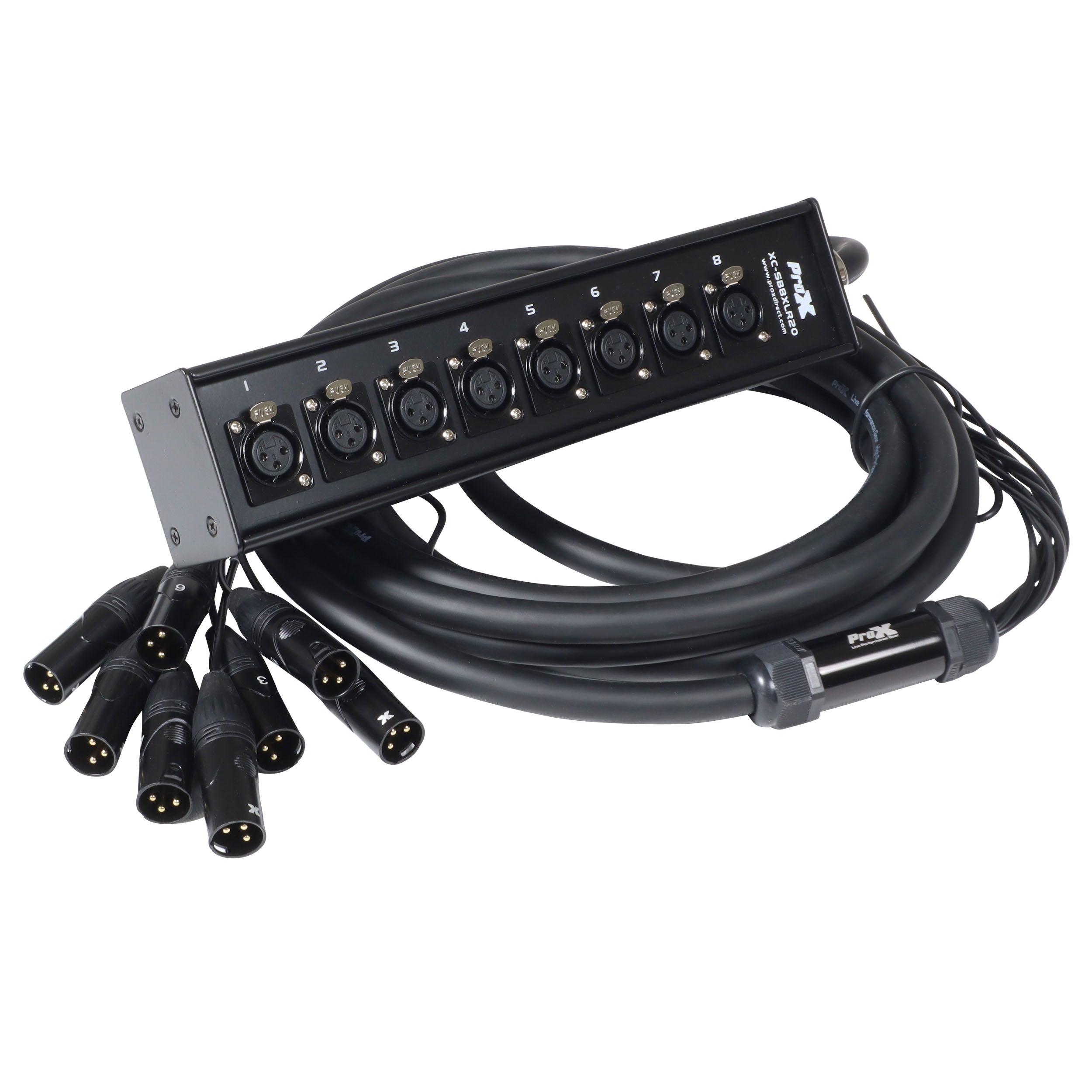 ProX 20 Ft. XLR Stage Recording Extension Box Snake 8 XLR-F Send Inputs