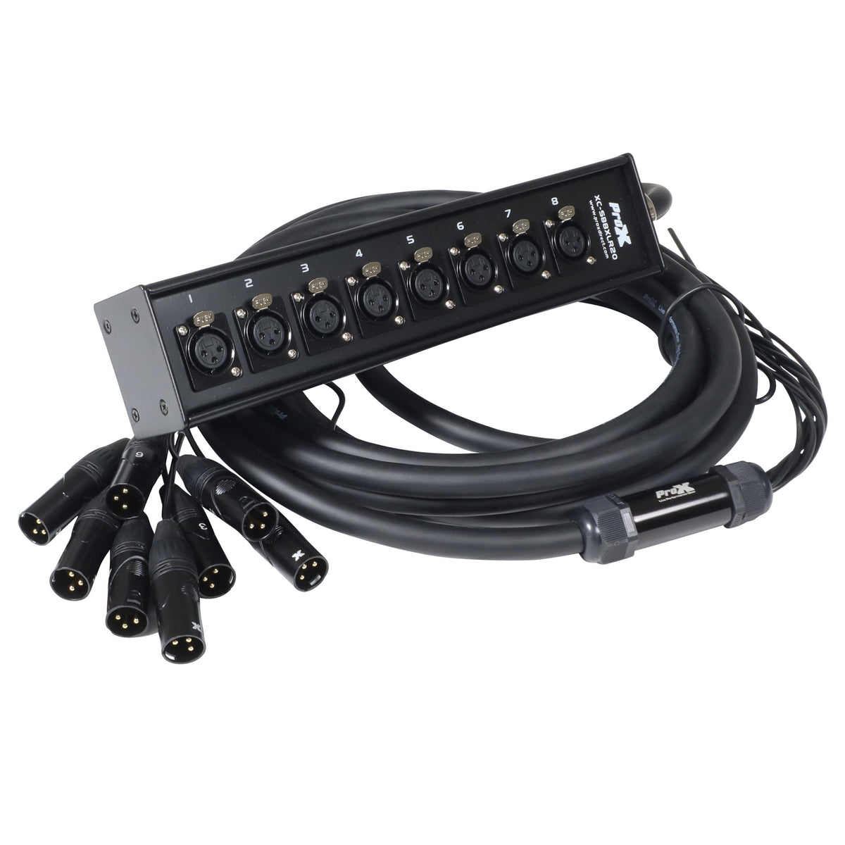 ProX 20 Ft. XLR Stage Recording Extension Box Snake 8 XLR-F Send Inputs.