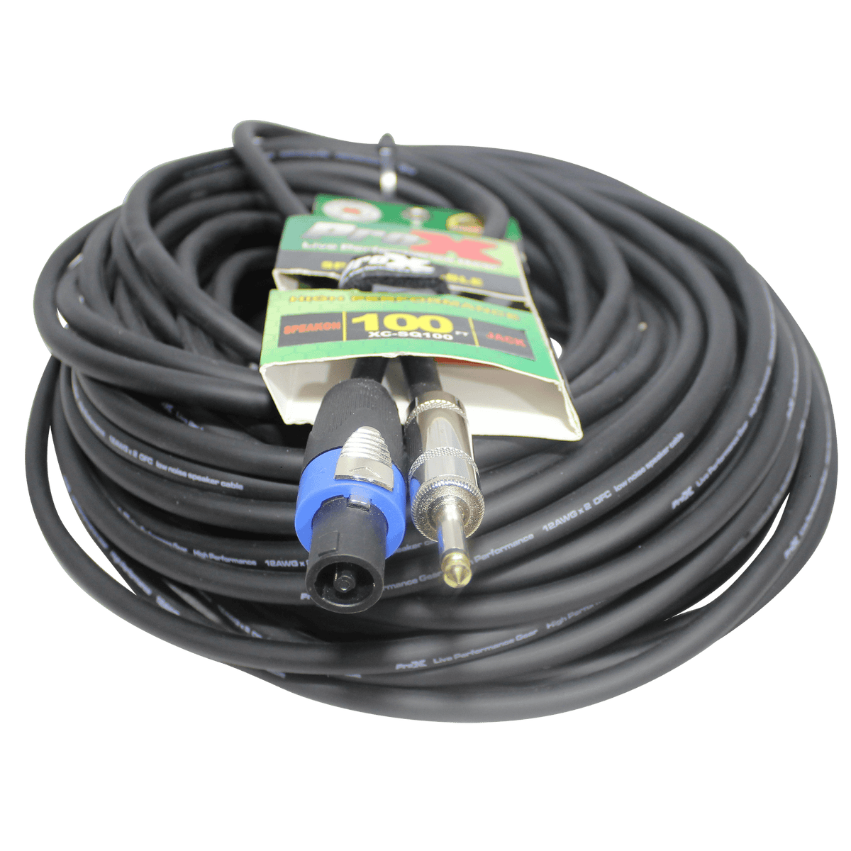 ProX 100 Ft. Speak Twist to 1/4" TS-M High Performance Speaker Cable 12AWG.