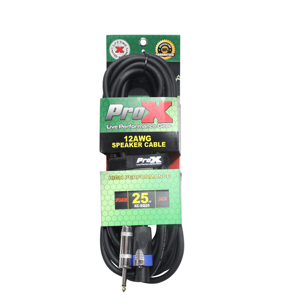ProX 25 Ft. 12 AWG Speak Twist to 1/4" TS High Performance Speaker Cable.