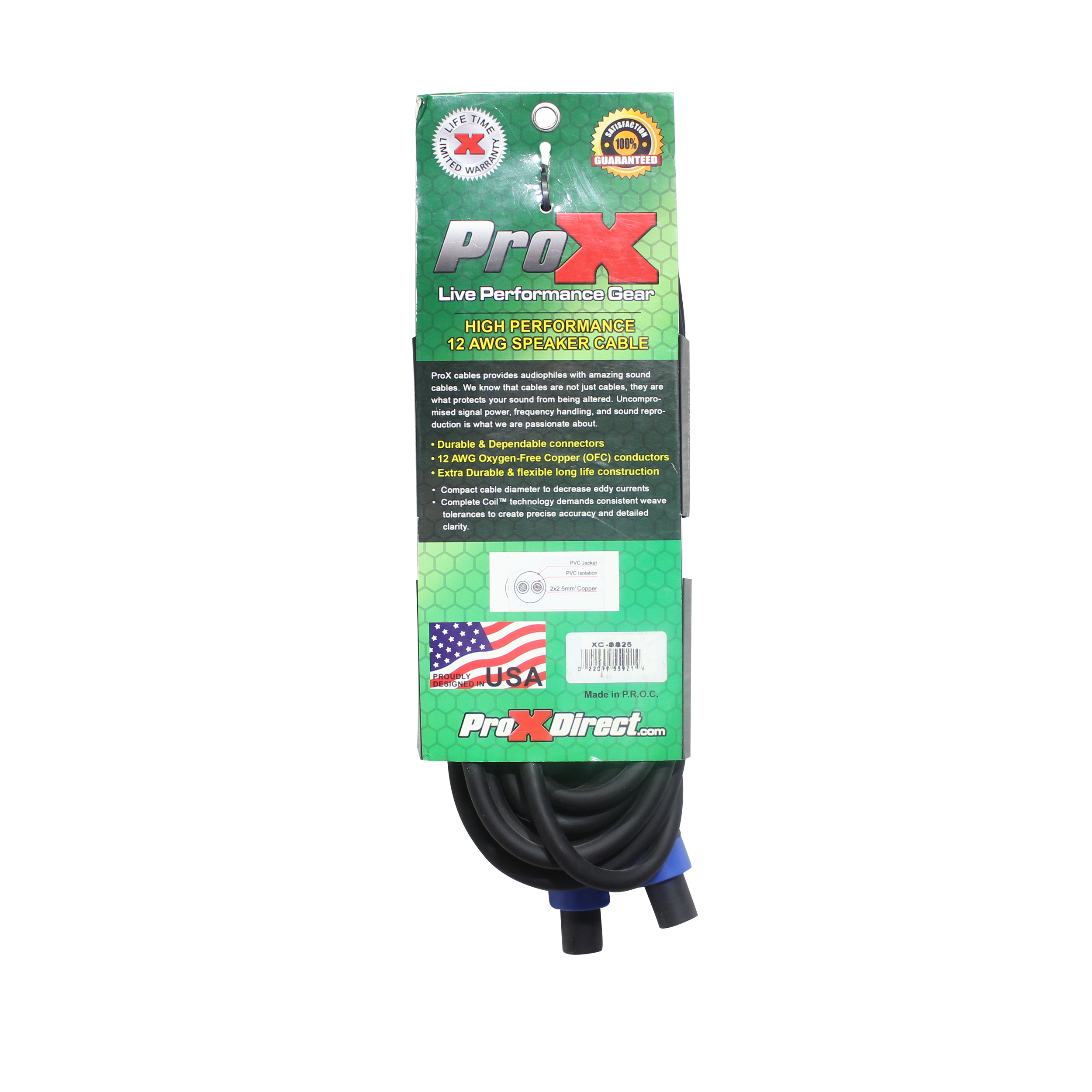 ProX 25 Ft. Speak Twist to Speak Twist 2 Conductor 12AWG High Performance Speaker Cable
