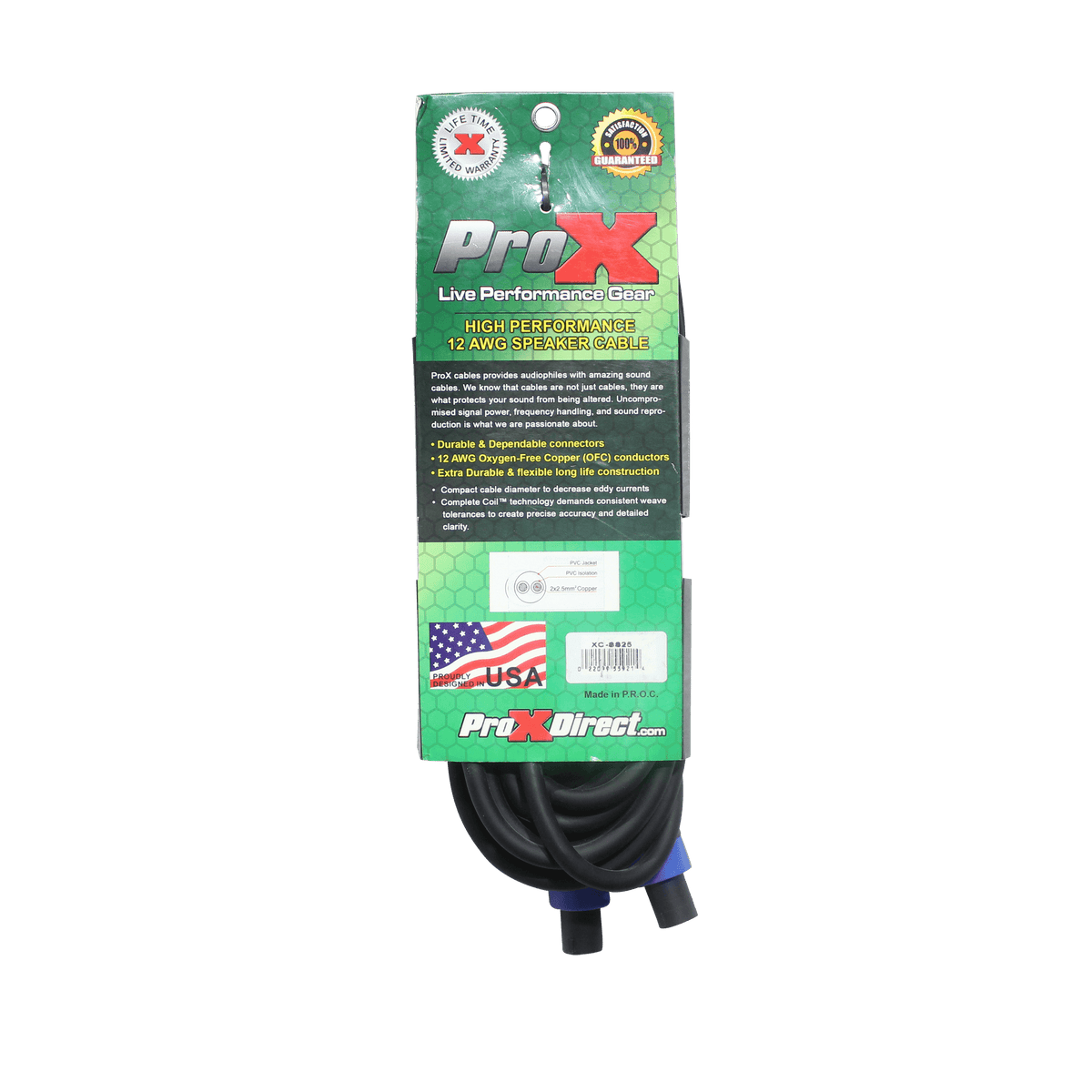 ProX 25 Ft. Speak Twist to Speak Twist 2 Conductor 12AWG High Performance Speaker Cable.