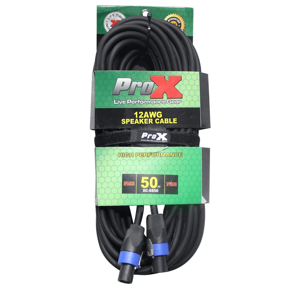 ProX 50 Ft. SpeakOn to SpeakOn 2 Conductor 12AWG High Performance Speaker Cable.