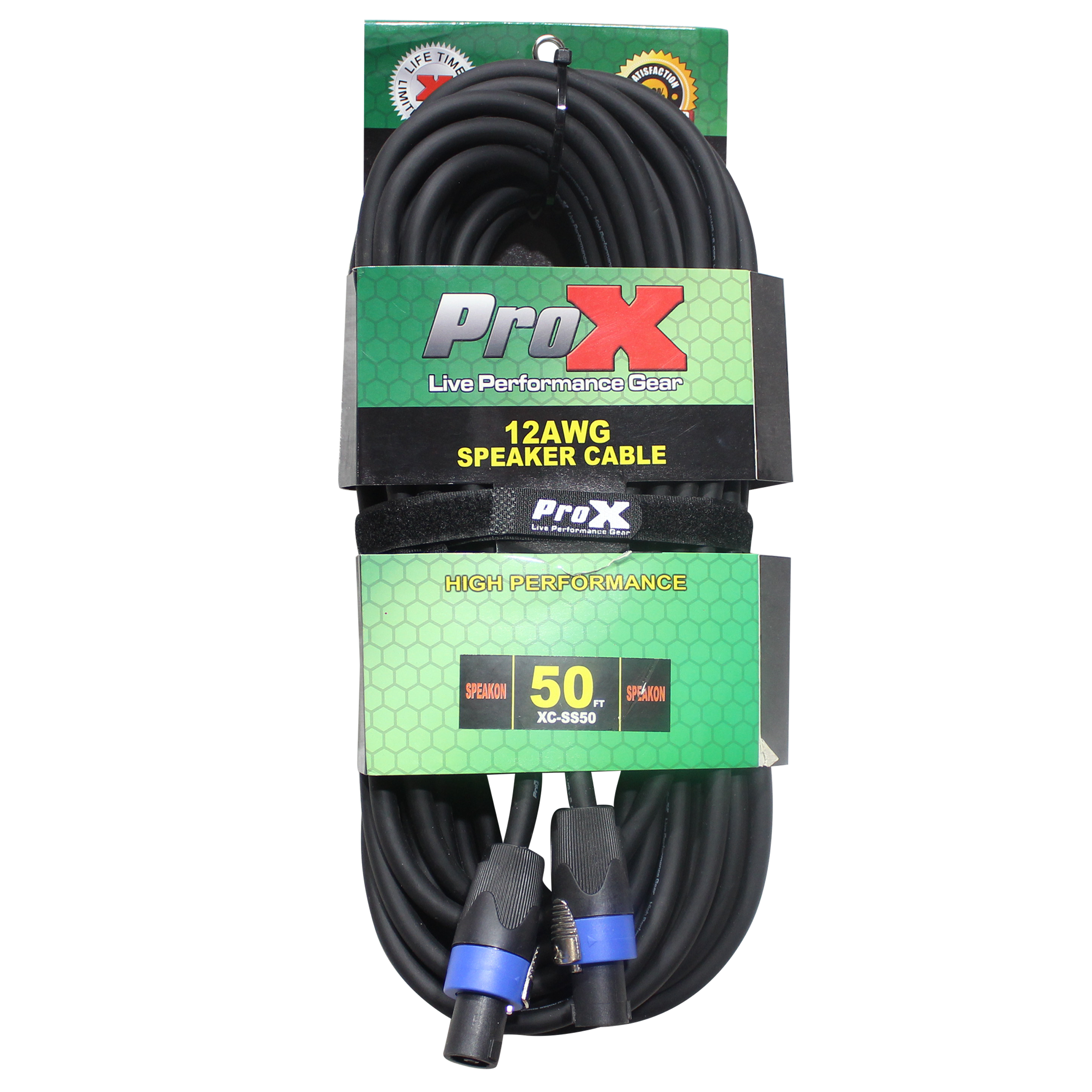 ProX 50 Ft. SpeakOn to SpeakOn 2 Conductor 12AWG High Performance Speaker Cable
