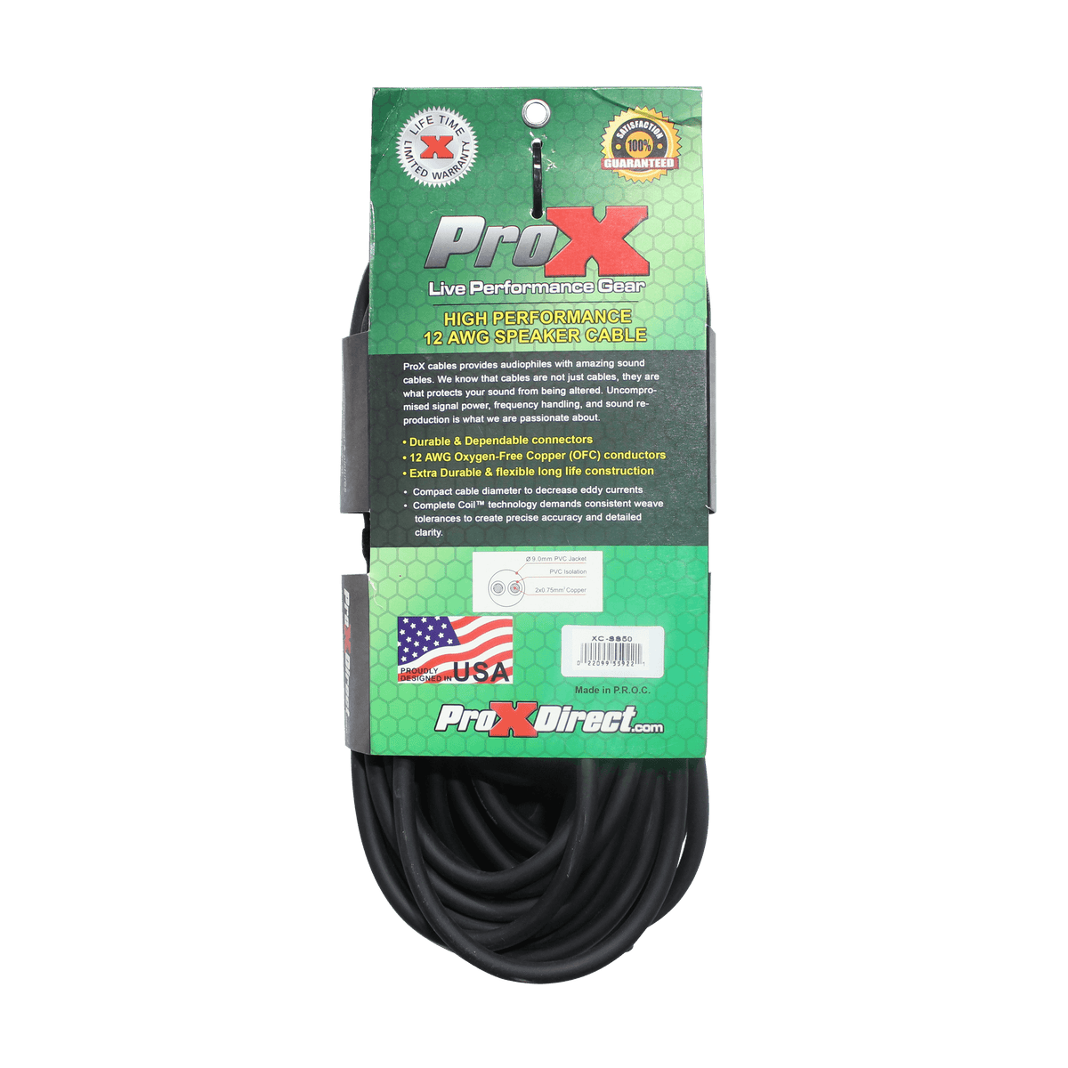 ProX 50 Ft. SpeakOn to SpeakOn 2 Conductor 12AWG High Performance Speaker Cable.