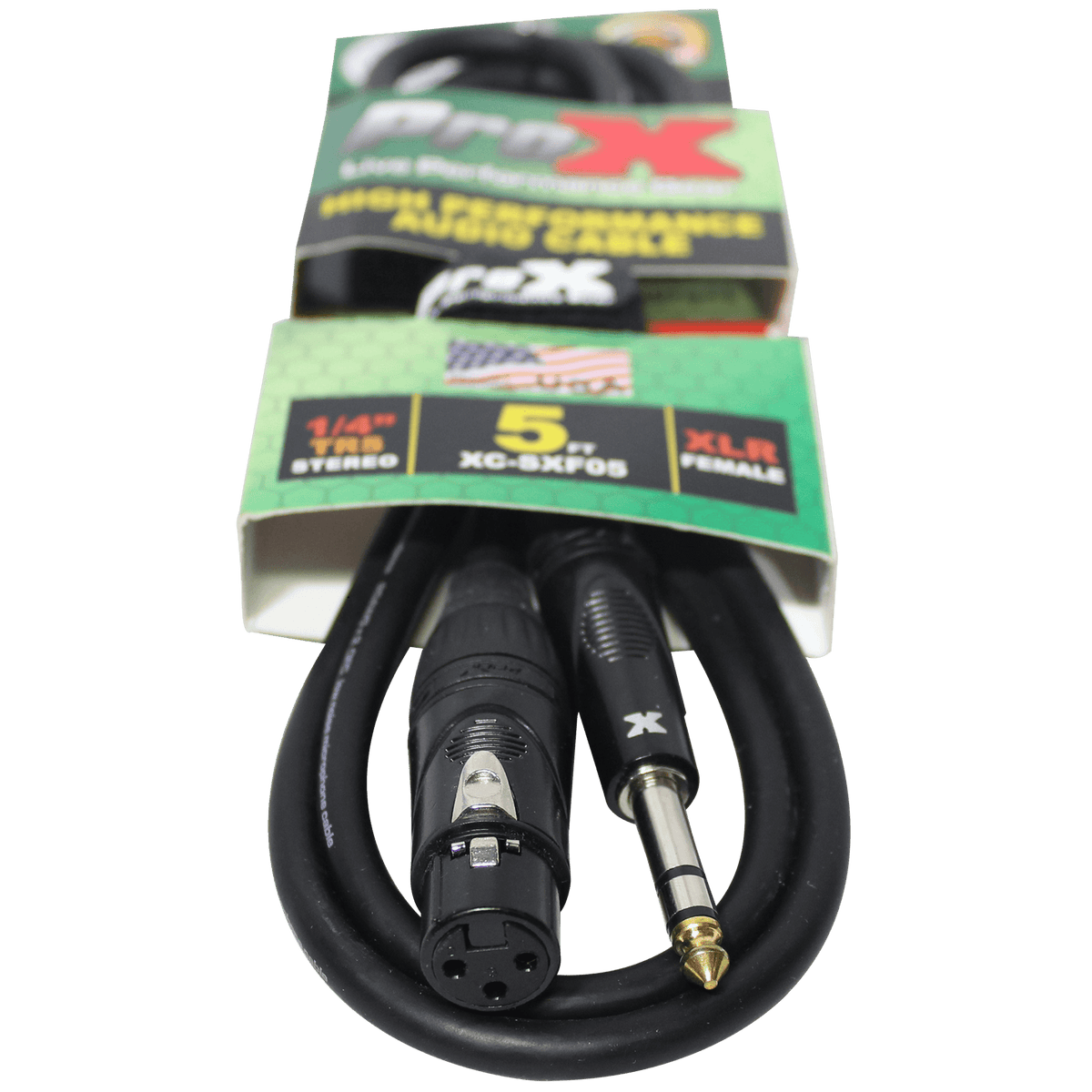 ProX 5 Ft. Balanced 1/4" TRS-M to XLR-F High Performance Audio Cable.