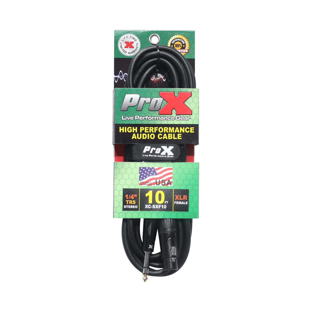 ProX 10 Ft. Balanced 1/4" TRS to XLR3-F High Performance Audio Cable.