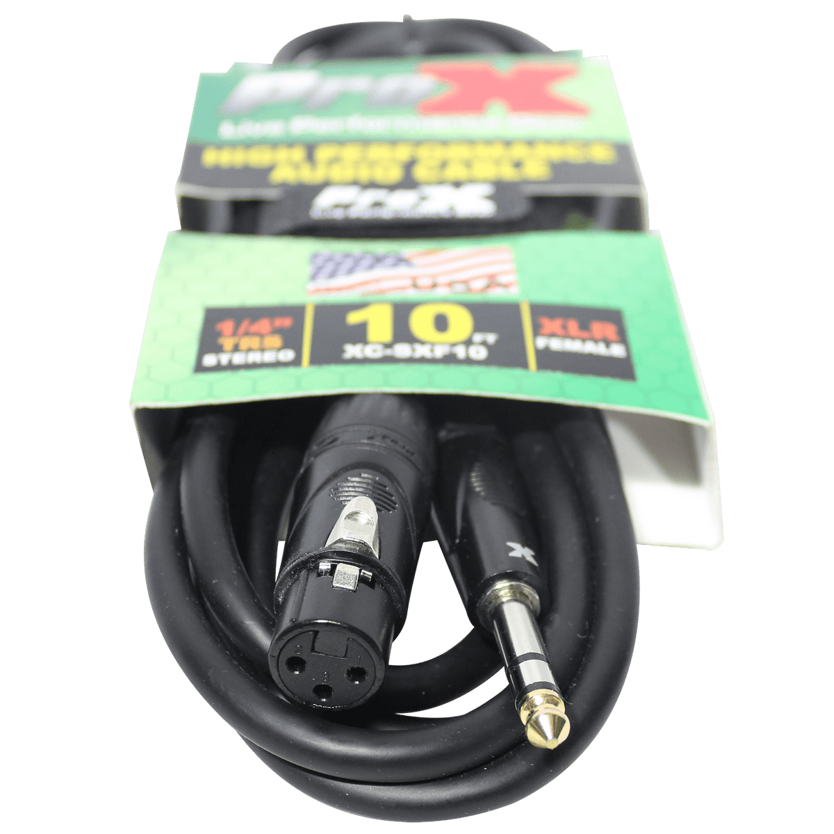 ProX 10 Ft. Balanced 1/4" TRS to XLR3-F High Performance Audio Cable.