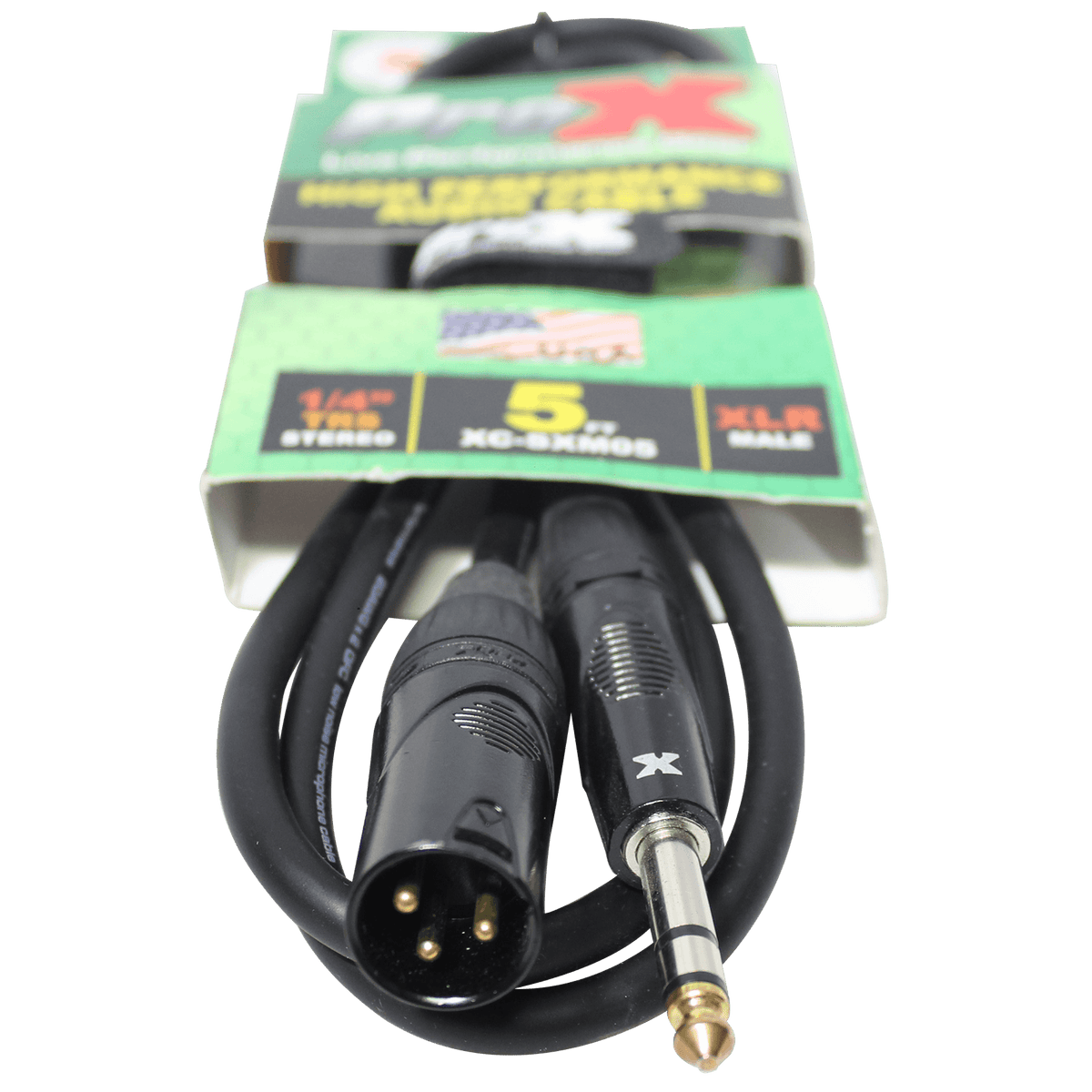 ProX 5 Ft. Balanced XLR3-M to 1/4" TRS-M High Performance Audio Cable.
