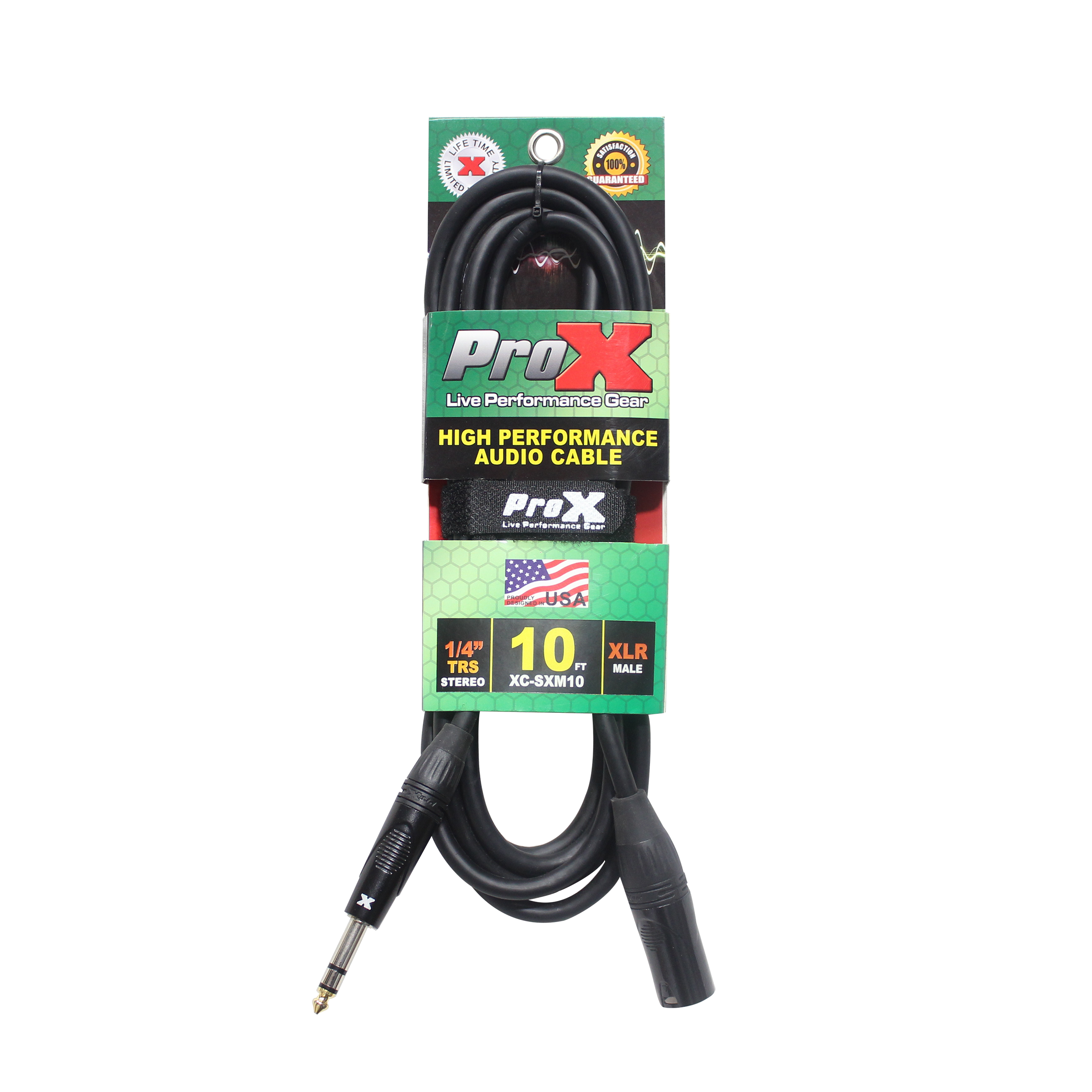 ProX 10 Ft. Balanced XLR3-M to 1/4 TRS-M High Performance Audio Cable.