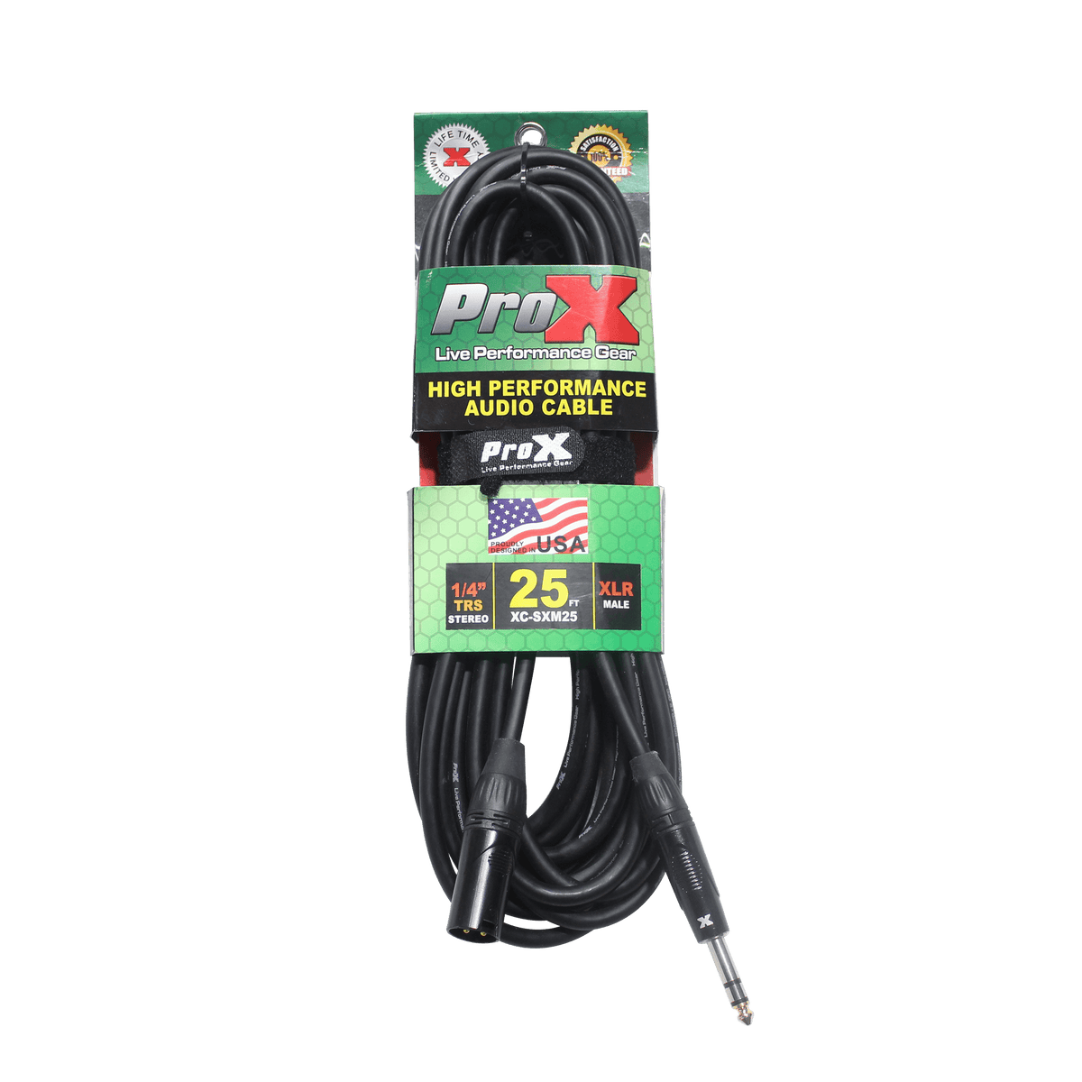 ProX 25 Ft. Balanced XLR-M to 1/4 TRS-M High Performance Audio Cable.