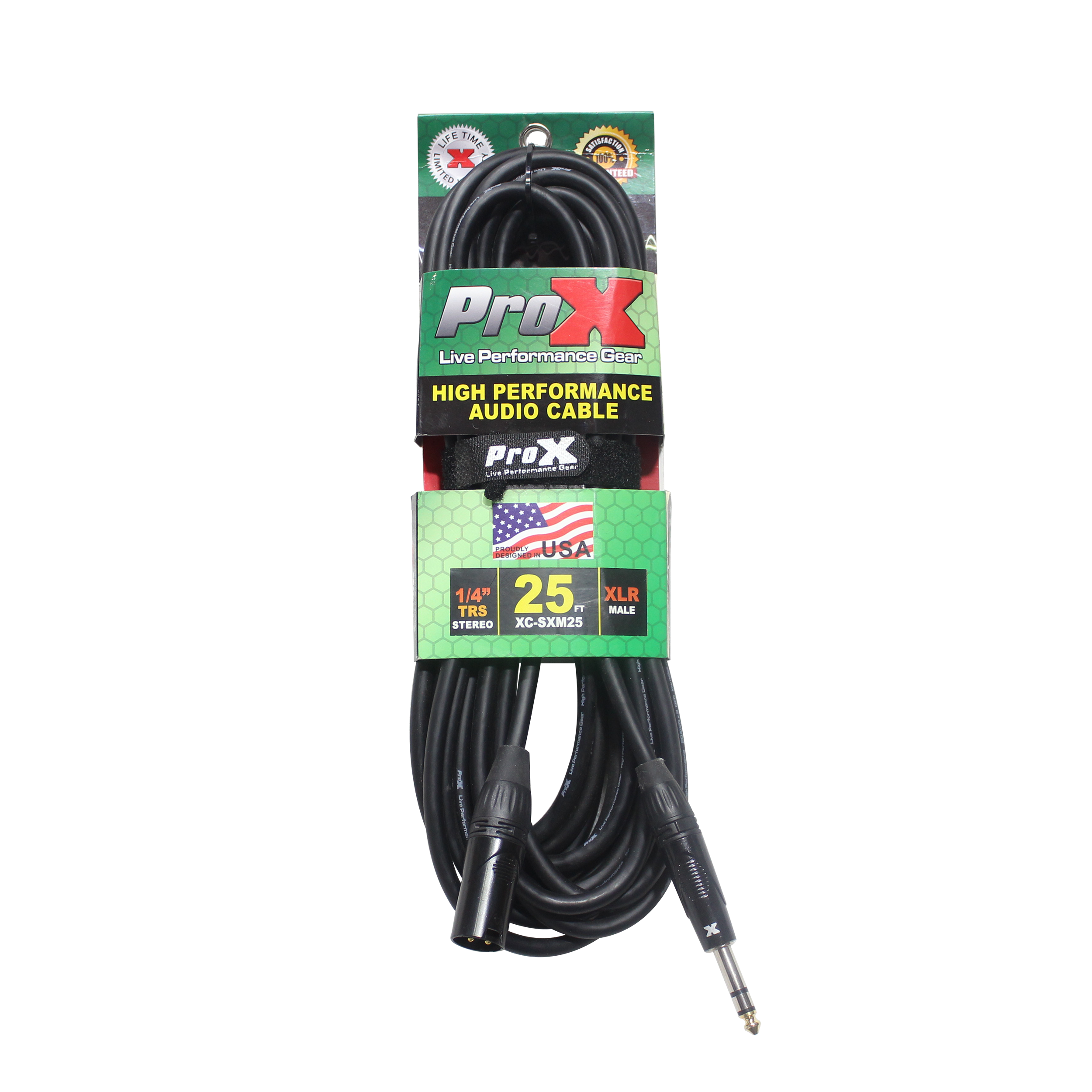 ProX 25 Ft. Balanced XLR-M to 1/4 TRS-M High Performance Audio Cable