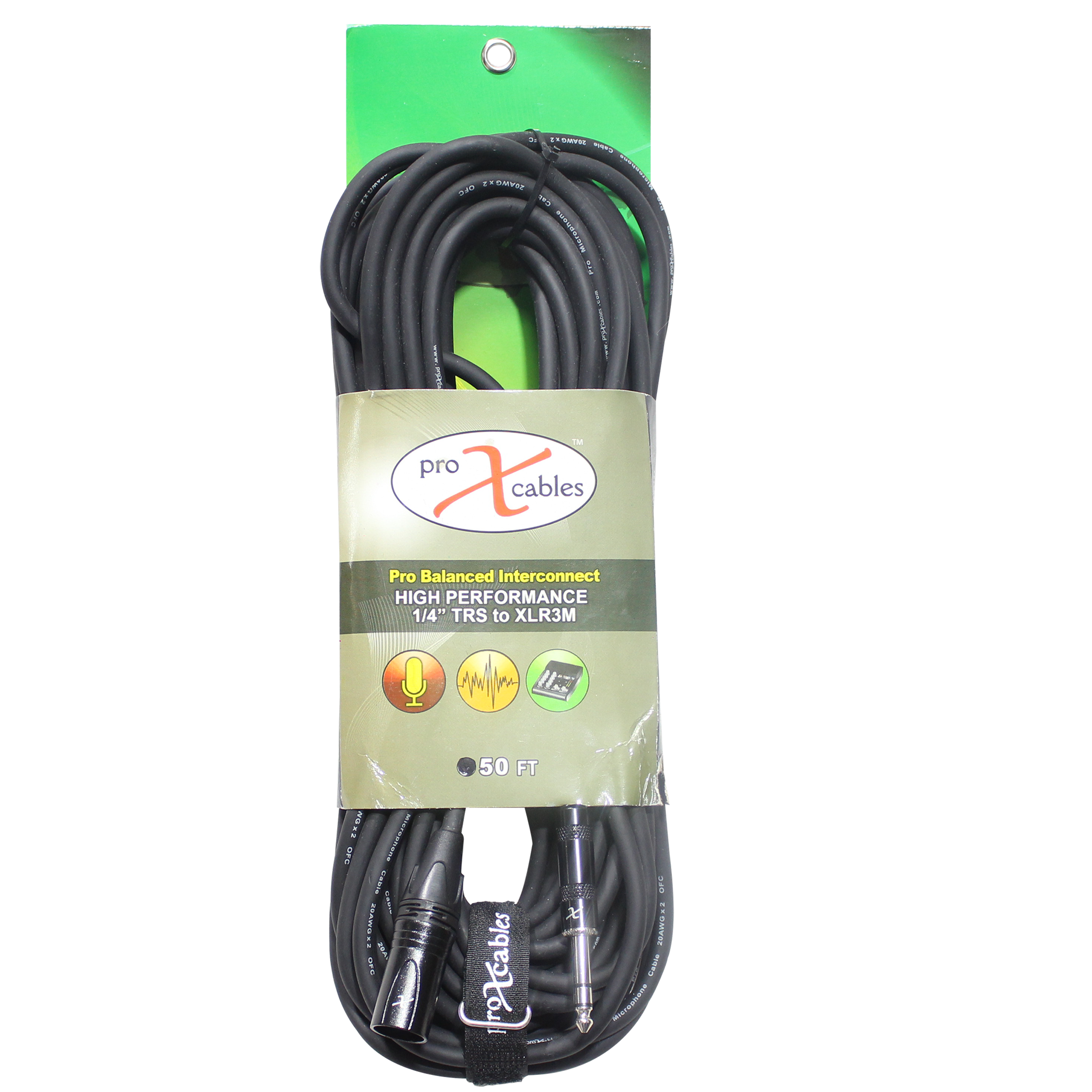 ProX 50 Ft. Balanced XLR3-M to 1/4 TRS-M High Performance Audio Cable