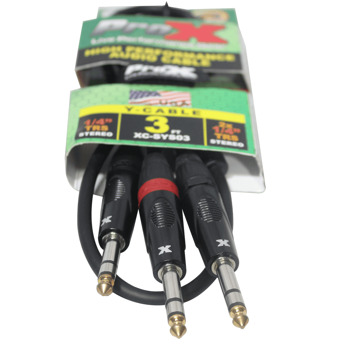 ProX 3 Ft. 1/4" TRS-M to Dual 1/4" TRS-M High Performance Audio Cable.
