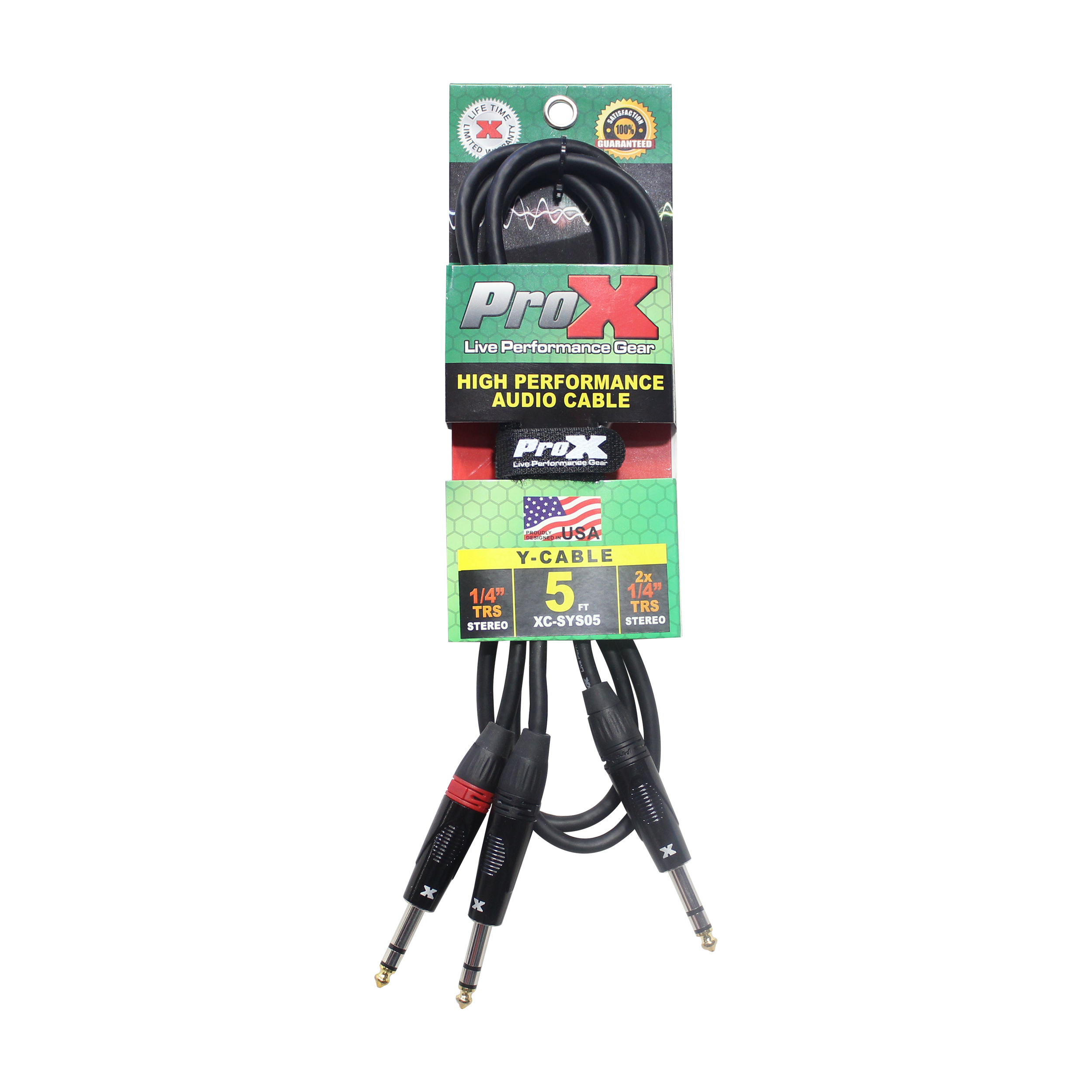 ProX 5 Ft. 1/4" TRS-M to Dual 1/4" TRS-M High Performance Audio Cable