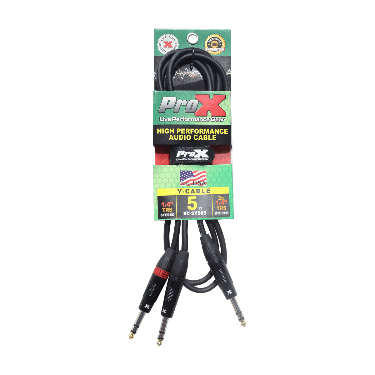 ProX 5 Ft. 1/4" TRS-M to Dual 1/4" TRS-M High Performance Audio Cable.