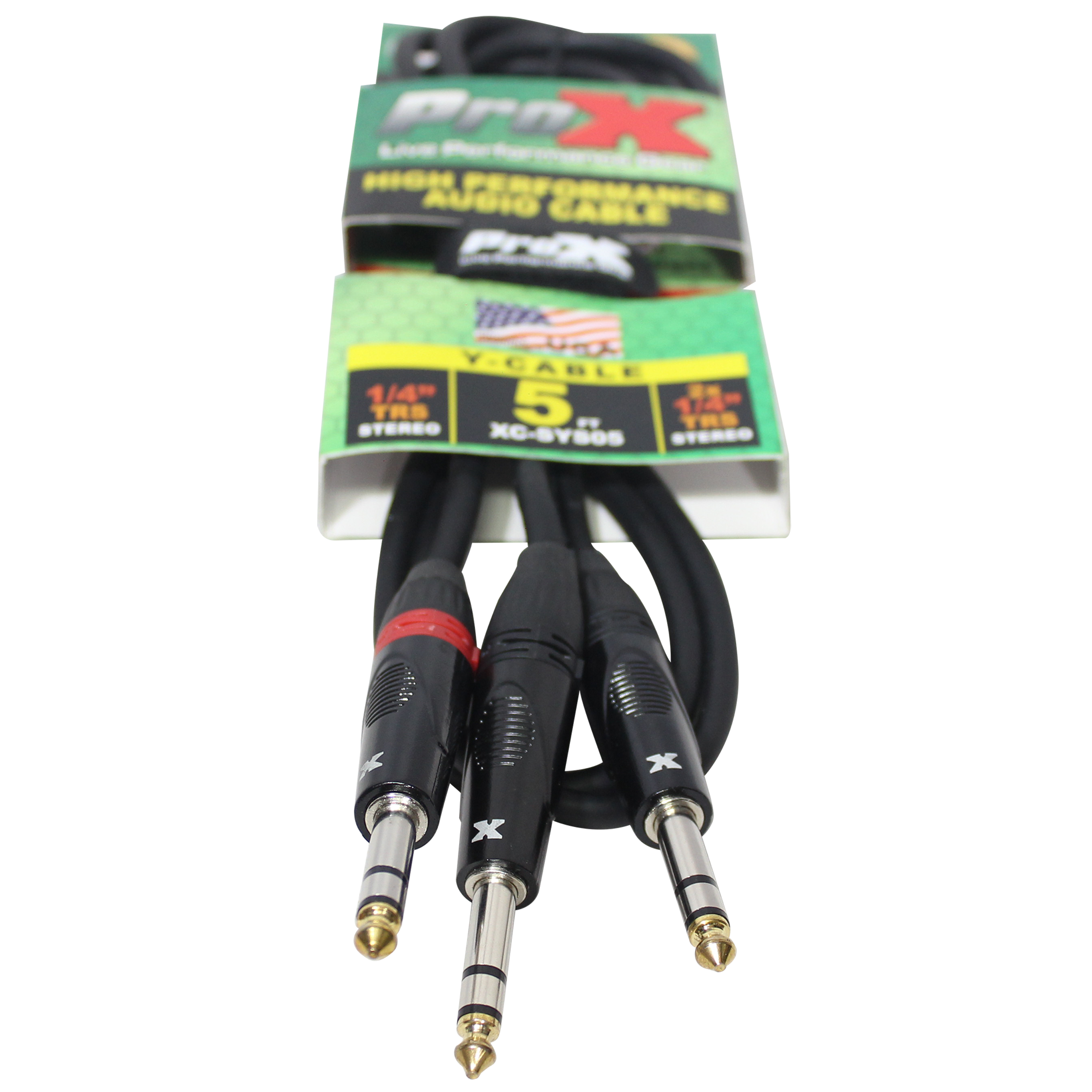 ProX 5 Ft. 1/4" TRS-M to Dual 1/4" TRS-M High Performance Audio Cable