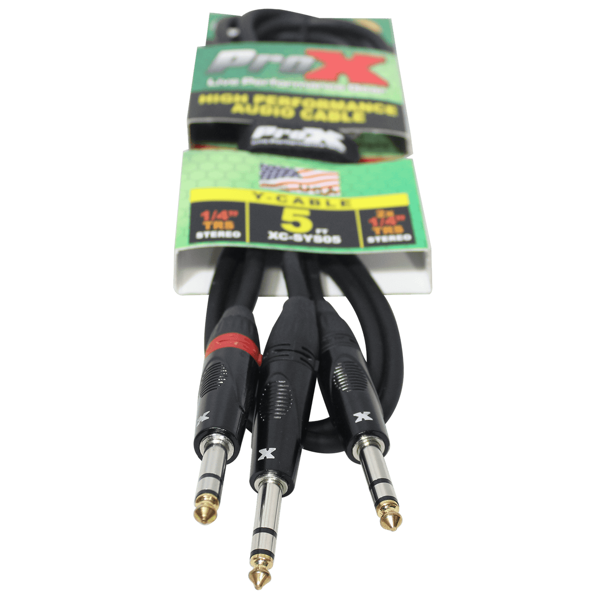 ProX 5 Ft. 1/4" TRS-M to Dual 1/4" TRS-M High Performance Audio Cable.
