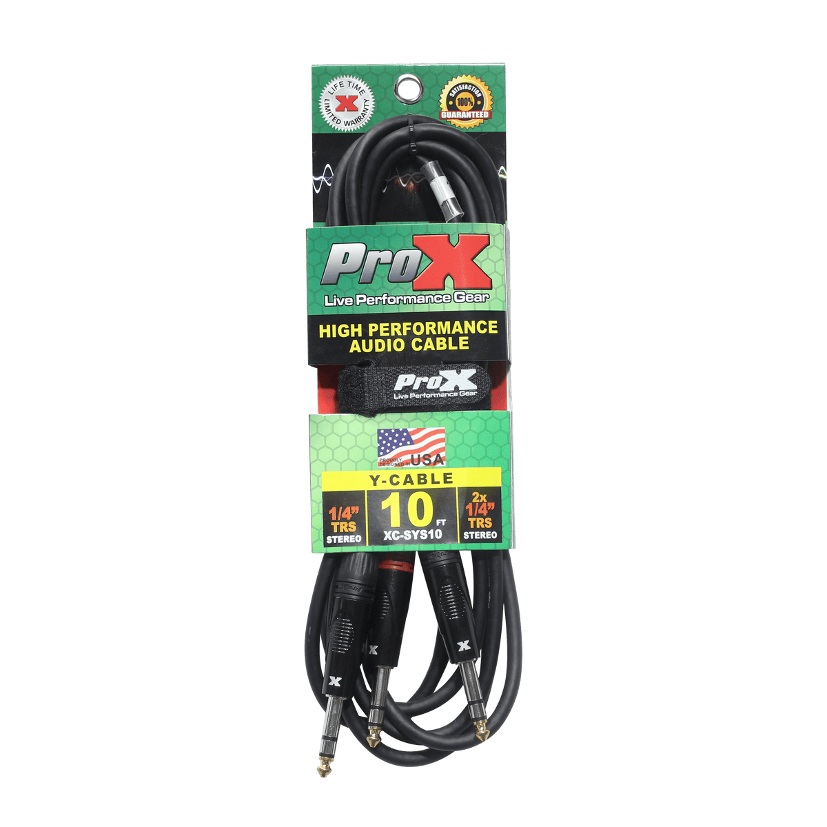 ProX 10 Ft. 1/4" TRS-M to Dual 1/4" TRS-M High Performance Audio Cable.
