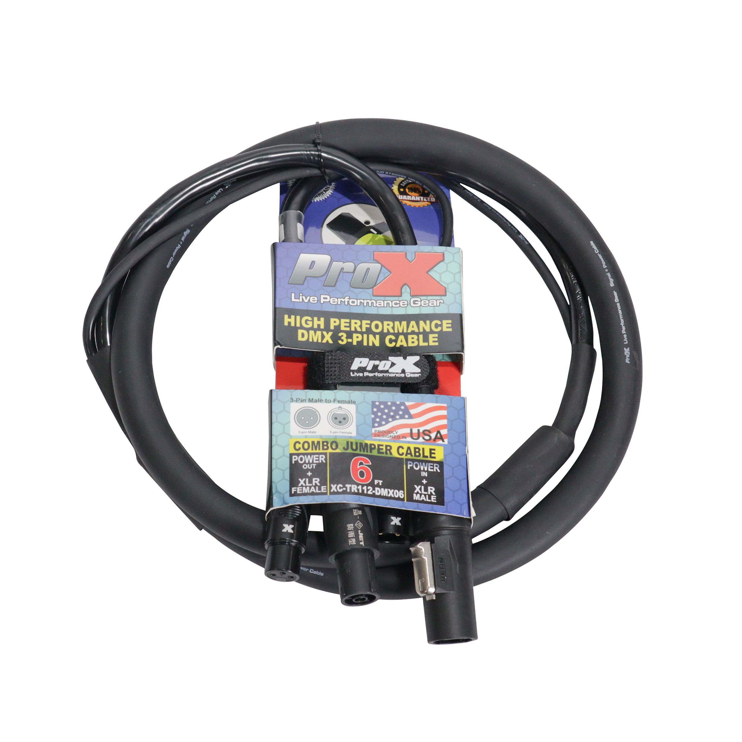 ProX 6' FT Dual Powerkon to Dual DMX Combo Link Jumper Cable