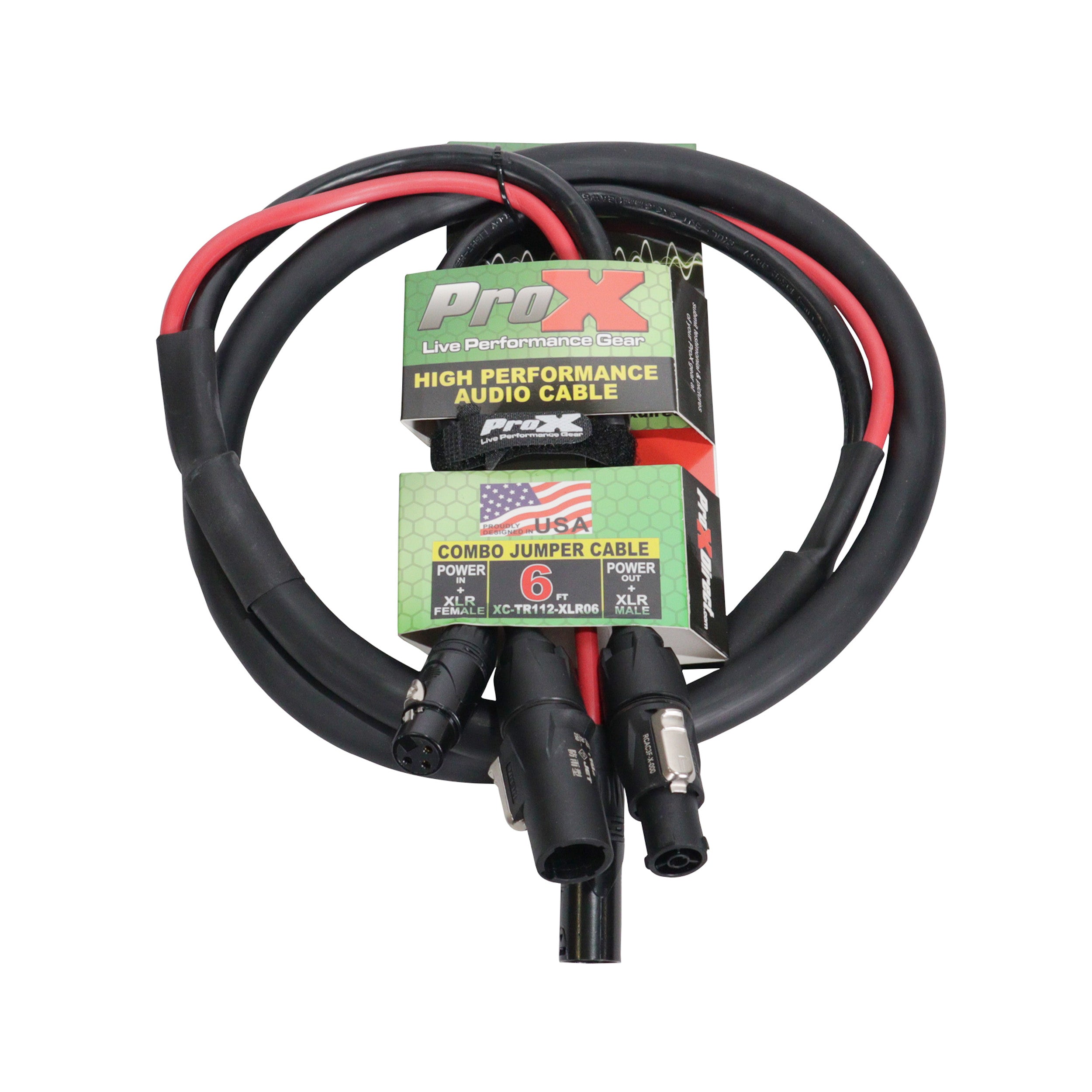 ProX 6' FT Dual Powerkon to XLR Dual Audio Combo Link Jumper Cable