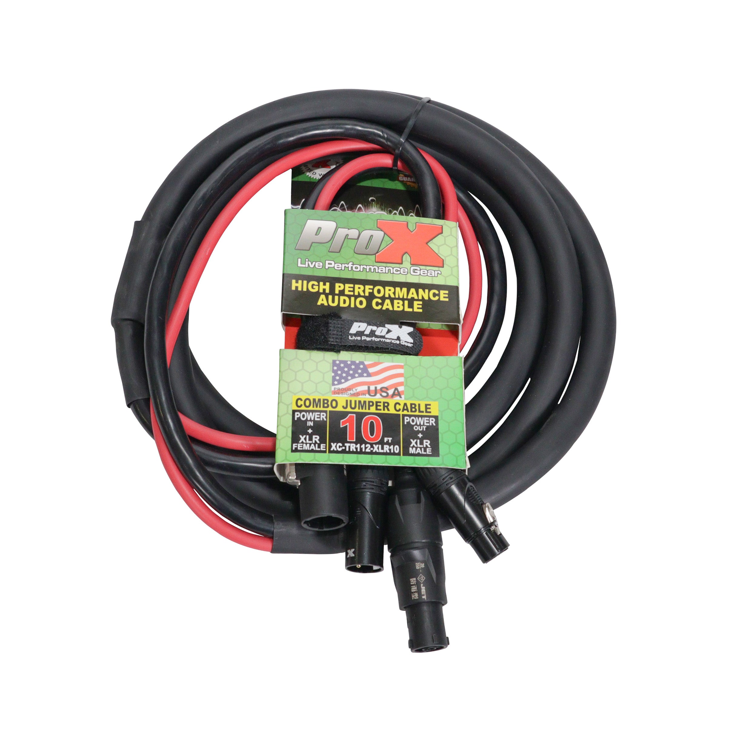 ProX 10' FT Dual Powerkon to XLR Dual Audio Combo Jumper Link Jumper Cable